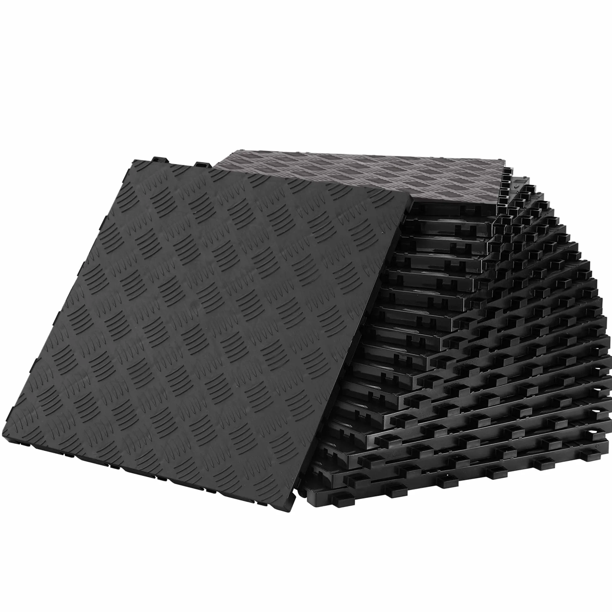 25 pavimenti per garage in piastrelle, 400 x 400 x 18 mm, ad incastro per pavimenti industriali, antiscivolo su entrambi i lati, per garage, cantine, officine di riparazione (nero, 25 pezzi)