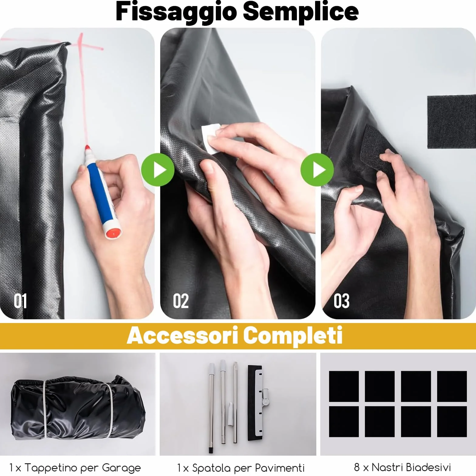 COSTWAY Tappeto per Garage, Tappetino Antiscivolo per Riparazione Auto Impermeabile, Include Raschietto per Pavimenti e Nastri Adesivi, Adatto per SUV di Media Grandezza (550 x 240 cm)