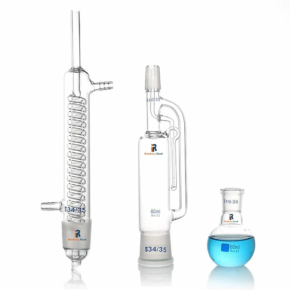 Kit estrattore Soxhlet da 500/1000 ml, apparato di estrazione Soxhlet con condensatore, pallone a fondo piatto, vetreria da laboratorio (500ml)