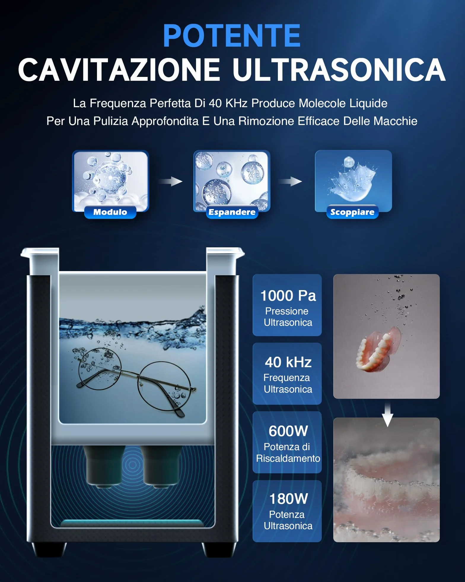CREWORKS 6.5L Pulitore Ultrasuoni con Modalità Degas e Delicata Timer, 180W Pulizia Ultrasuoni con Timer, Pulitore Ultrasuoni Professionale per Ricambi Auto, Occhiali, Gioielli, Dentiere (6.5L 180W)