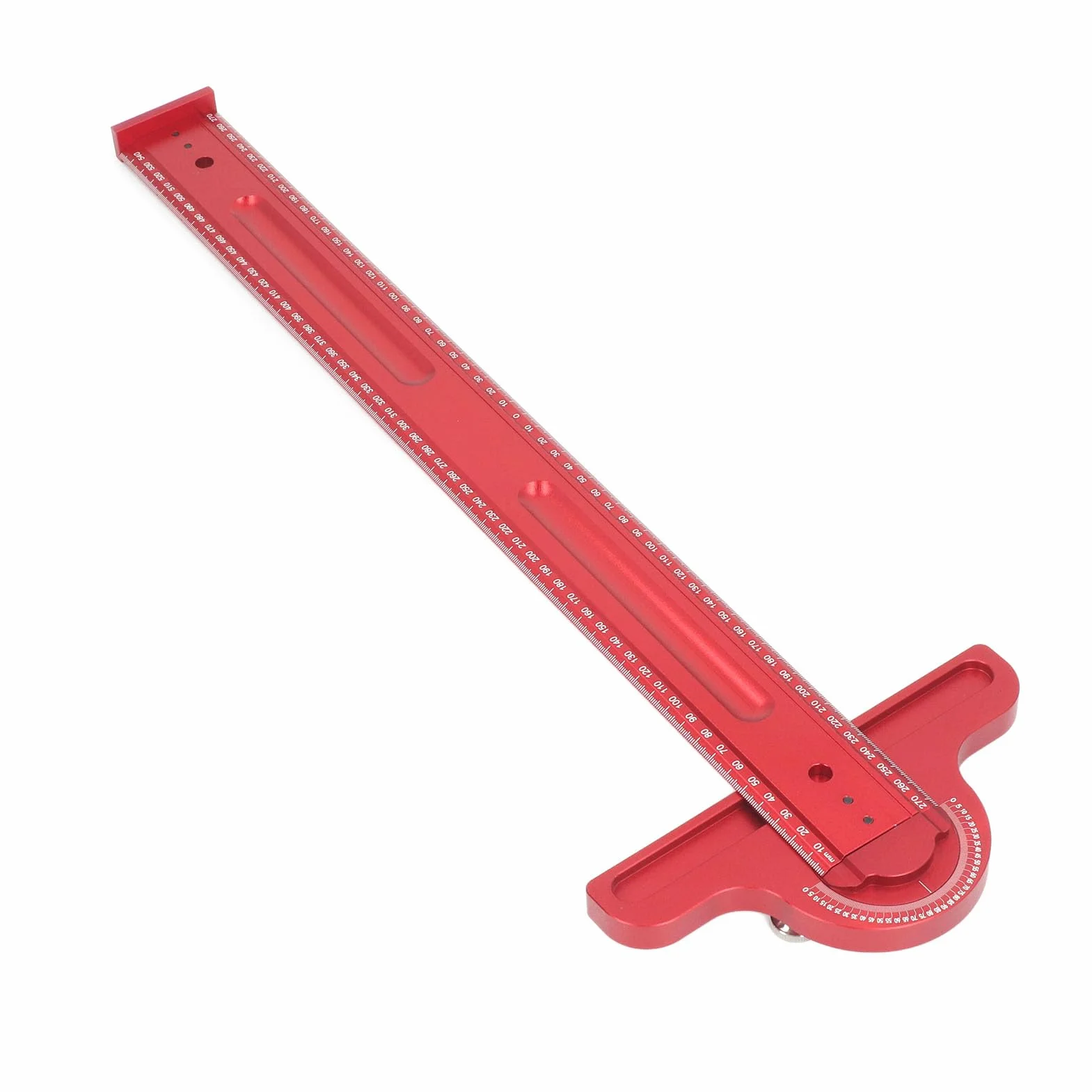 Yosoo Health Gear Squadra a T per la Lavorazione del Legno, Righello Quadrato a T in Lega di Alluminio 550 Mm Cercatore Angolare da 0 a 180 Gradi, Scala Incisa Trasparente Smusso a 25 Gradi per