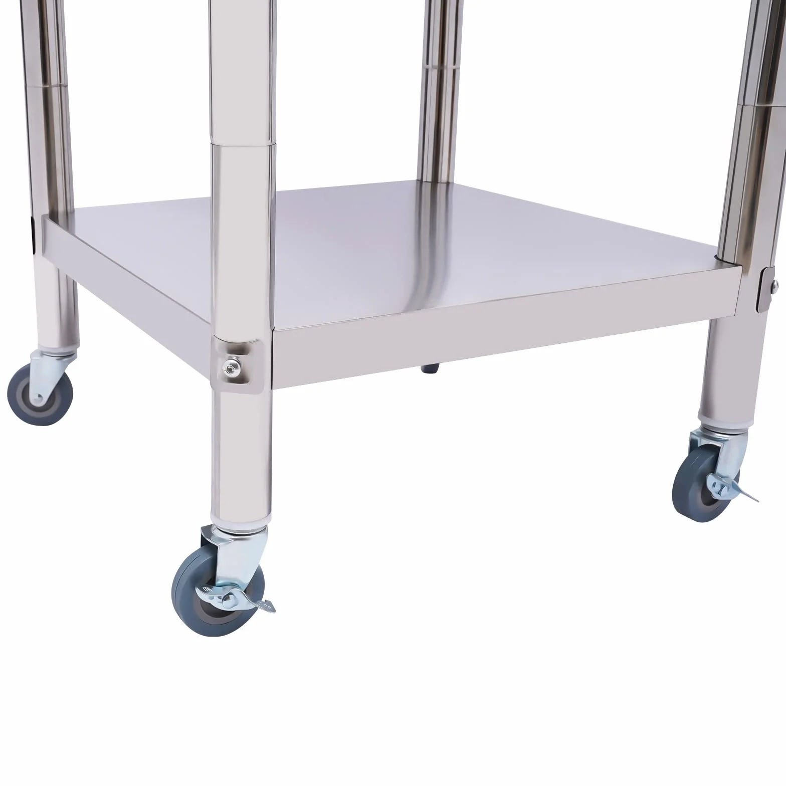 Tavolo da lavoro in acciaio inox, carrello servizio 60x60 cm, 2 livelli, 300 kg, adatto per cucine, hotel, panetterie, ristoranti