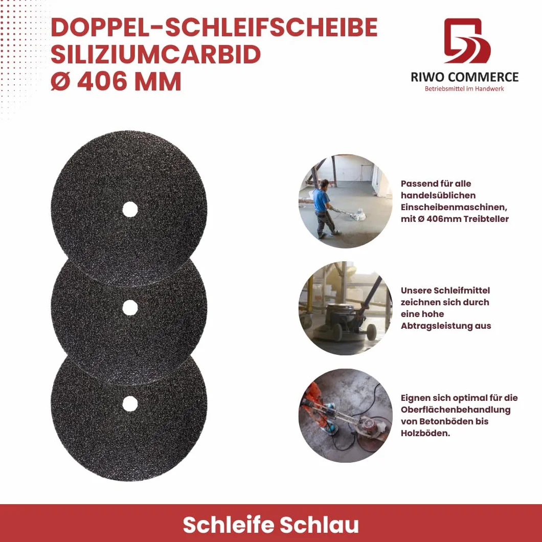 20 unità dischi abrasivi bifacciali Ø406mm, carburo di silicio con foro per vite 25mm, per macchine monodisco, macchine per la pulizia e lucidatura dei pavimenti, ideali per cemento e legno.Grana 36