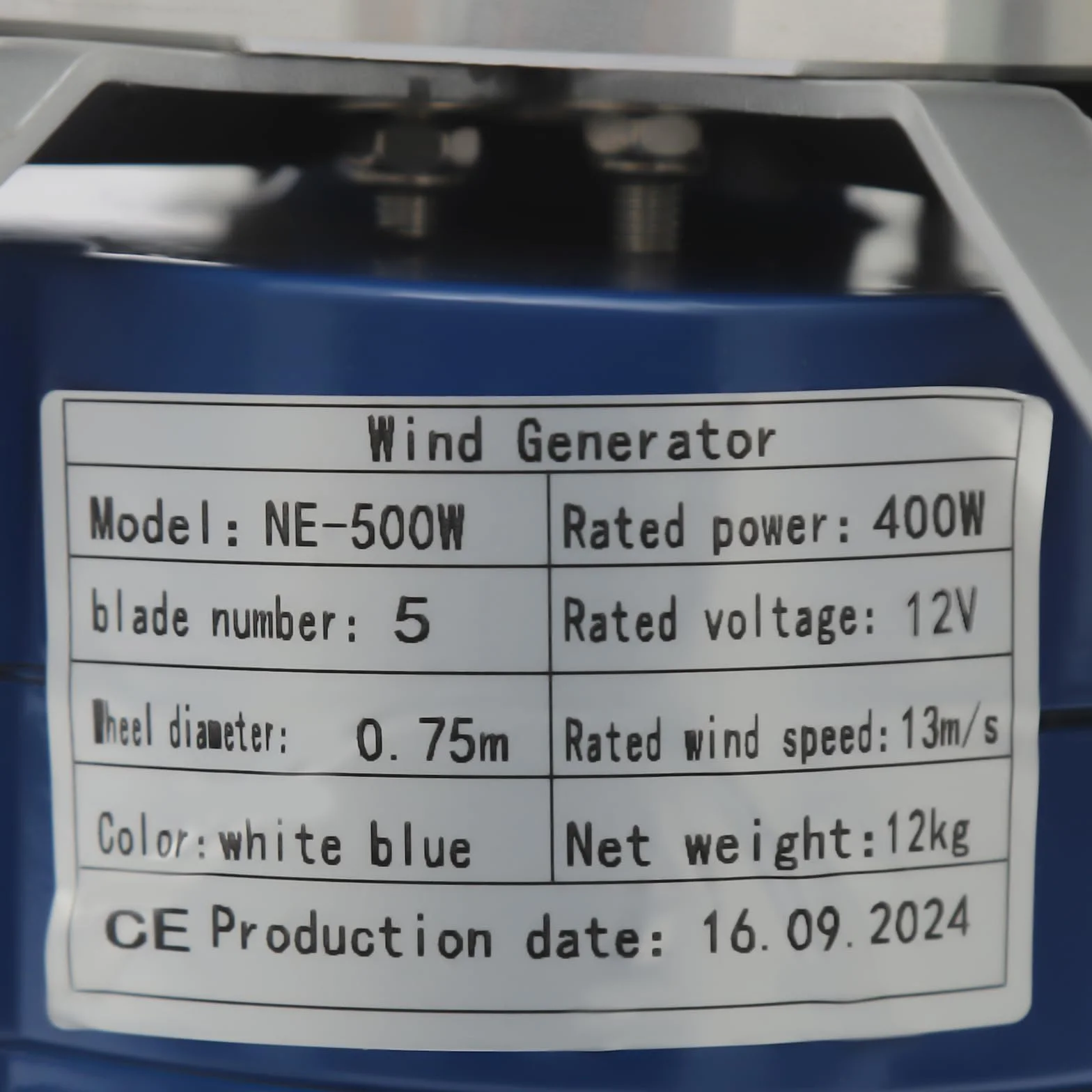 Generatore eolico verticale da 100 W, turbina eolica con 5 pale e controller, magnete permanente, generatore sospeso, turbina eolica per casa, campeggio (12 V)