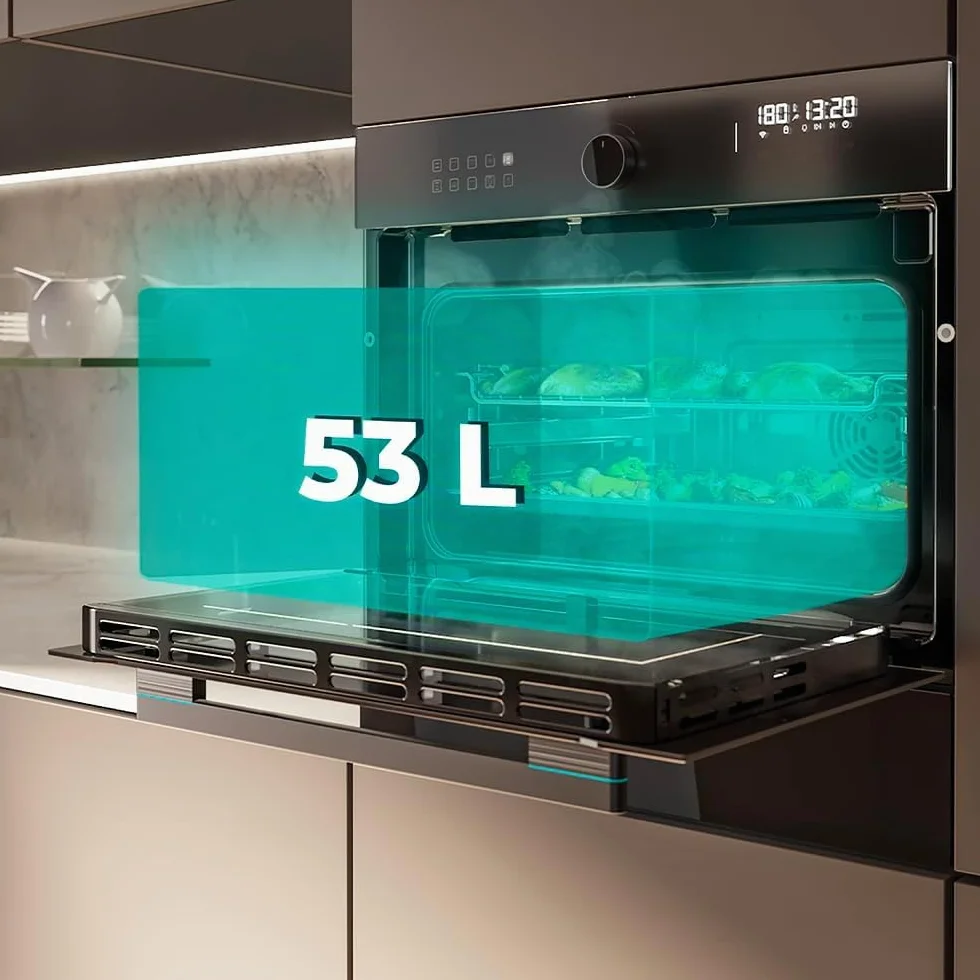 Cecotec Forno da ncasso Multifunzione 53L - Friggitrice ad Aria - Bolero Hexa AF314500 Glass Black A. 2900W, 11 Funzioni, Airfryer Master, Pizza Master, Basso Consumo, Facile Pulizia