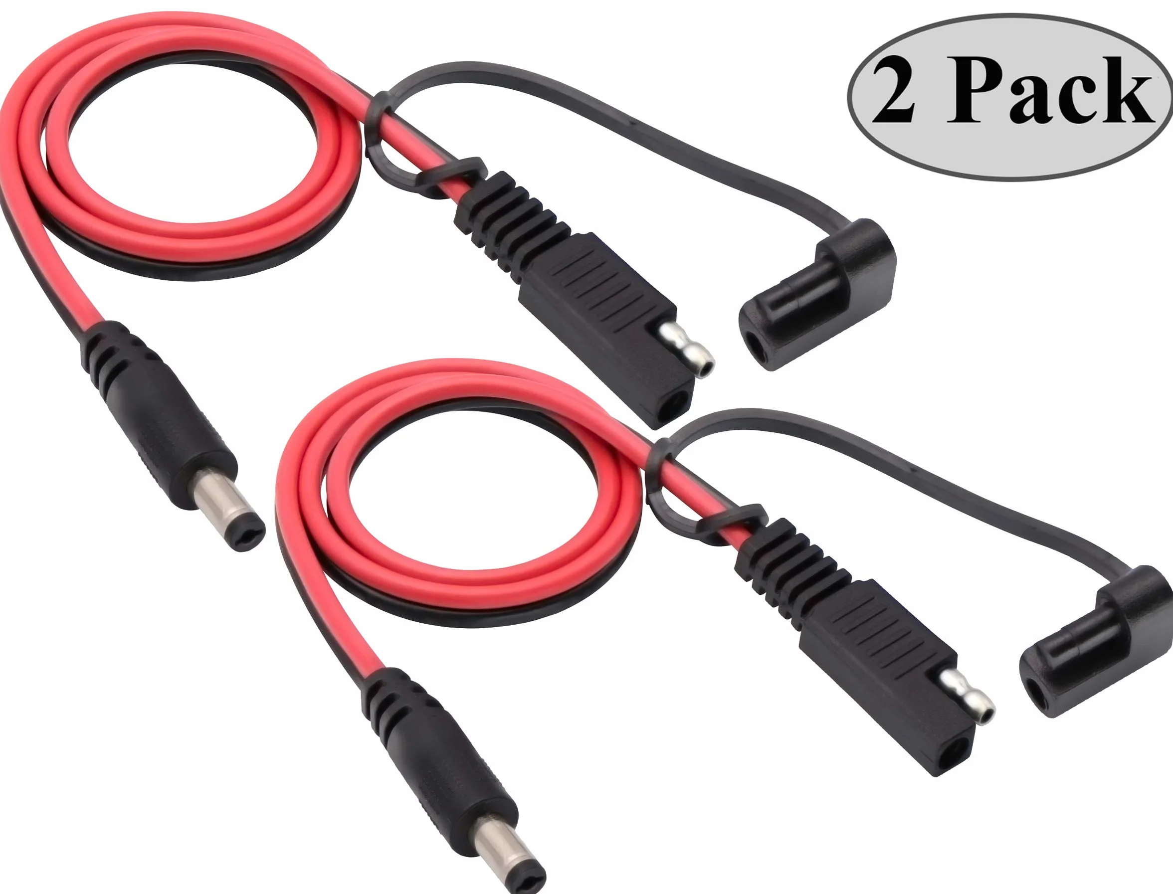 CC a SAE Cavo Spina SAE a CC 5,5 mm x 2,1 mm Adattatori Maschio Cavi per Pannelli Fotovoltaici per Autoveicoli Pannelli Batteria Solare Cavi di Collegamento(0,5M/1,5 Piedi-2 Pezzi)