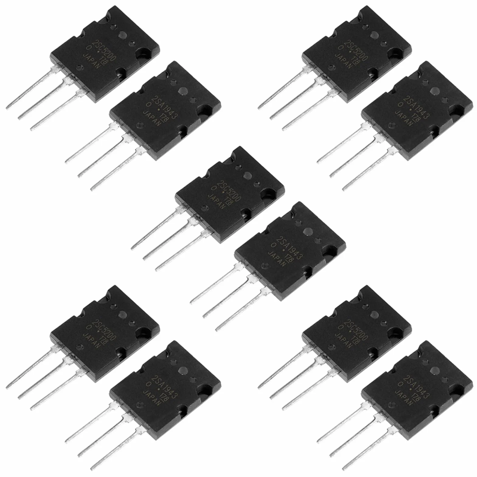 2sc5200 2sa1943, Transistor Abbinato Ad Alta Potenza, 1943 2sc 5200 Transistor di Potenza 10 Pezzi