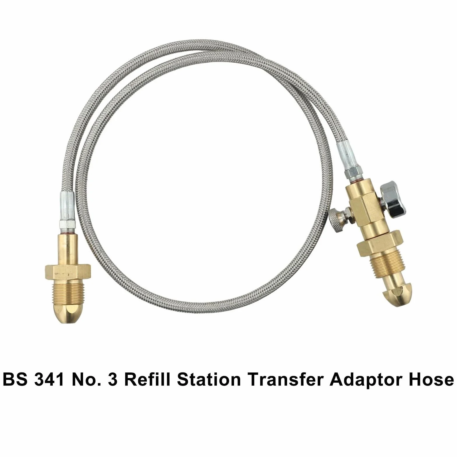 Argon - Tubo adattatore per cilindro, in acciaio inossidabile, compatibile BS341 No.3, filettatura destra G5/8" per un riempimento sicuro, tubo di trasferimento resistente da 90 cm