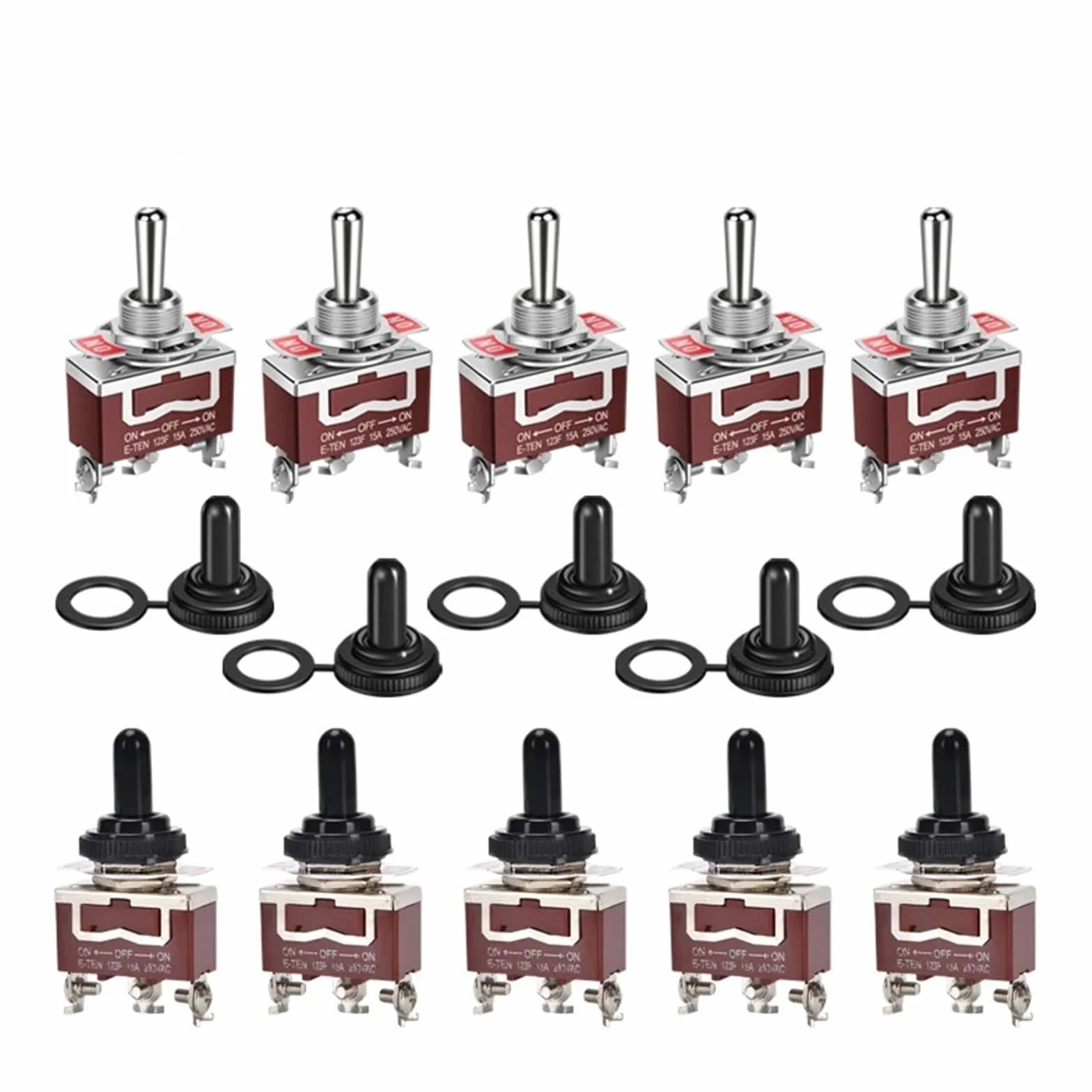 Interruttore a levetta momentaneo da 15 A, 12 V CC/250, a 3 vie (ON)-Off-(ON) con cappuccio di protezione impermeabile for auto, barca Auto Barca Camper