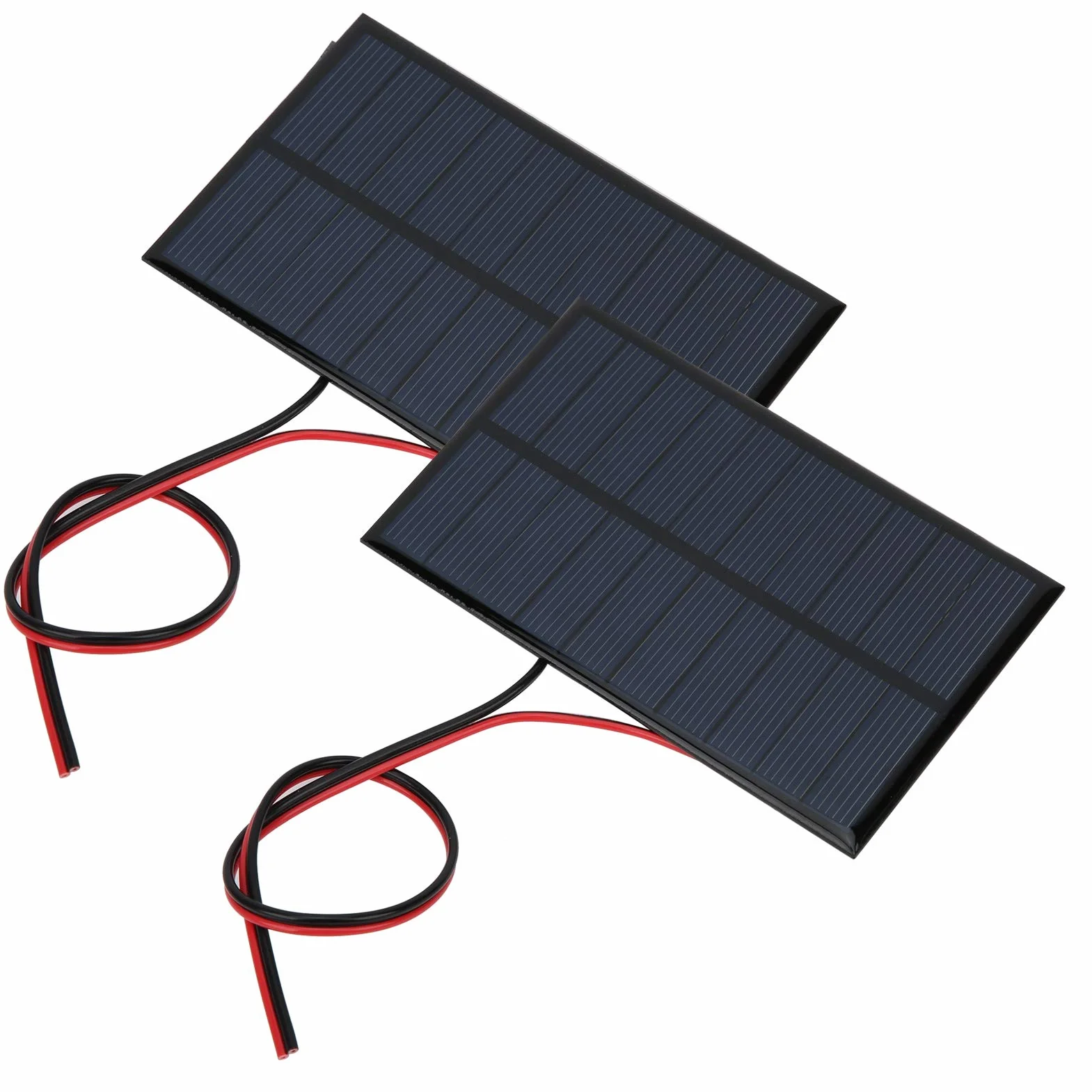 Mini Pannelli Solari 5V 250mA 1,25W 2 Pezzi Policristalline 110x69mm con Cavo 30cm per Progetti Fai da Te