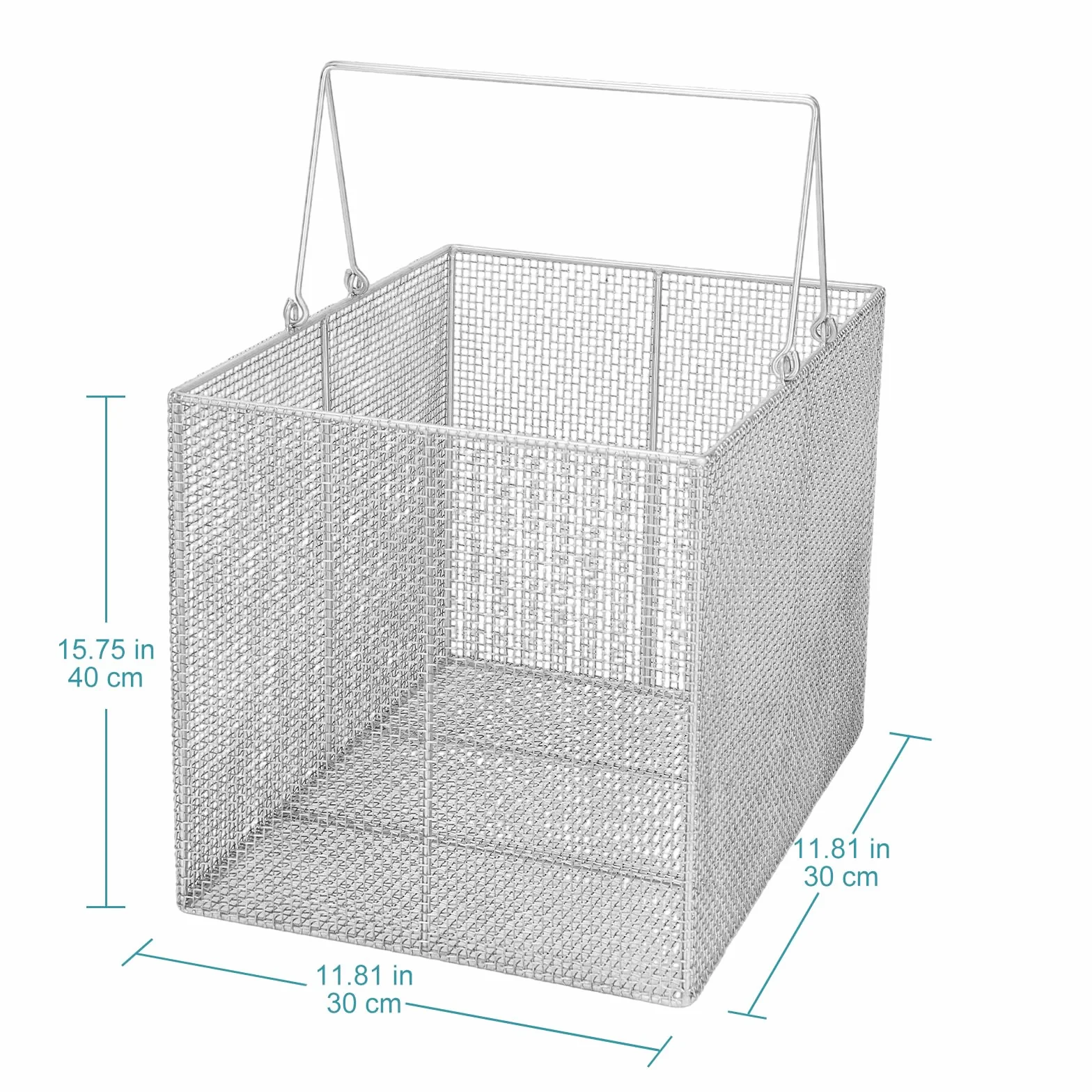 stonylab Cestello per Pulizia a Ultrasuoni in Acciaio Inossidabile 304, Design Quadrato a Doppia Maniglia, per Uso in Laboratorio, 40x30x30 cm (LxLxH)