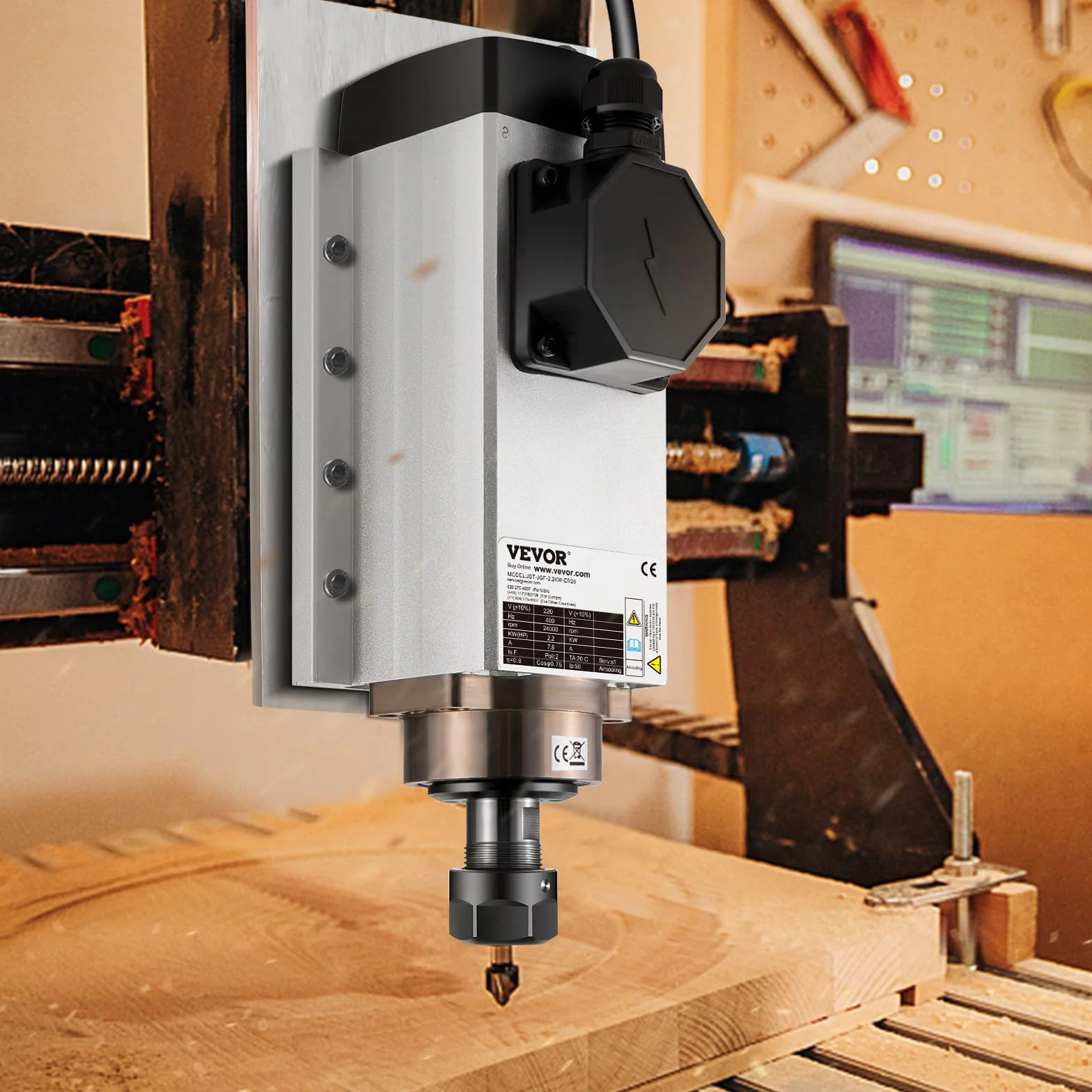 VEVOR Motore Mandrino Raffreddato ad Aria 2.2KW ER20 CNC con Kit VFD Inverter