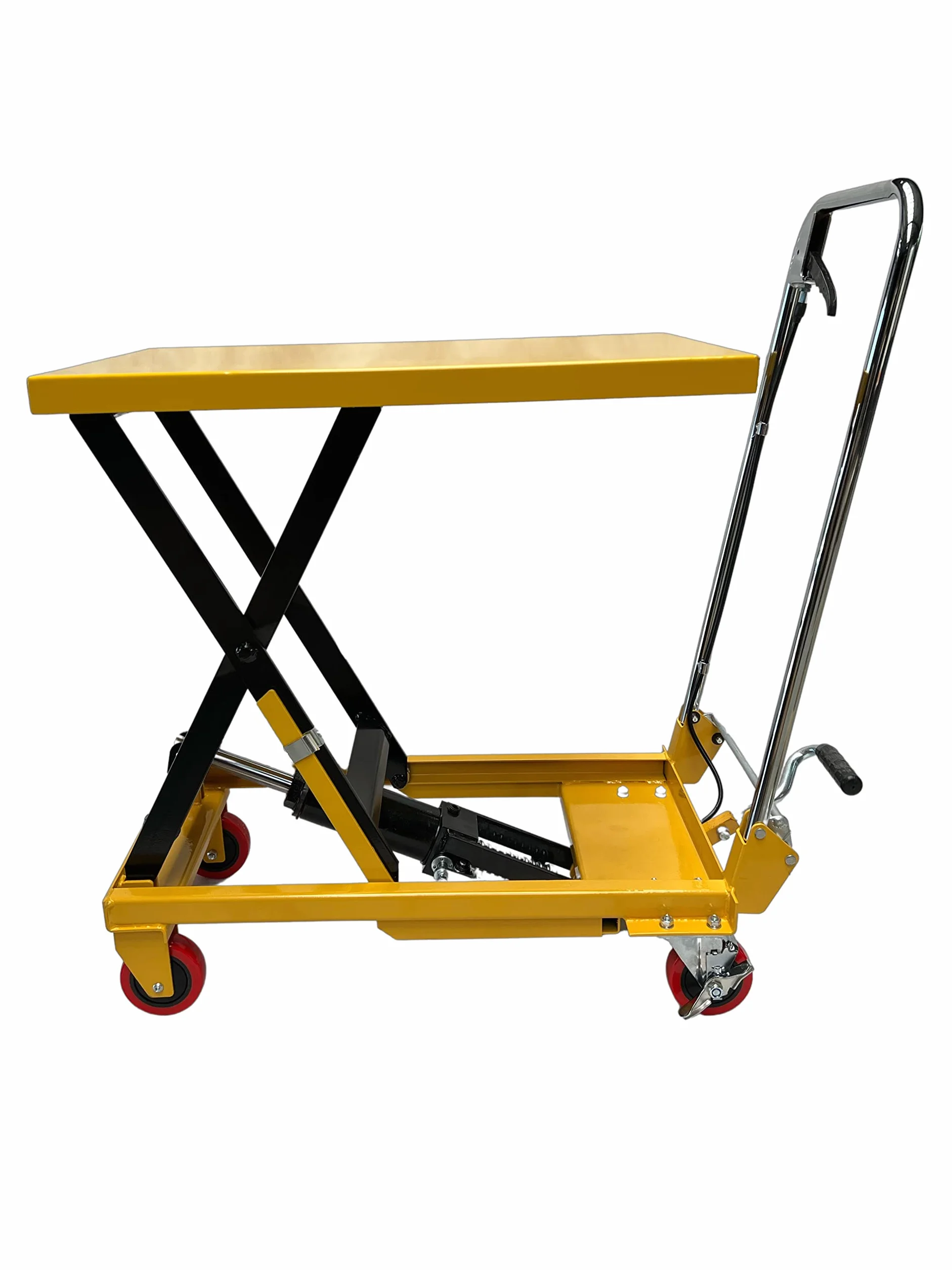 Kraftwelle 150 kg capacità di carico tavolo sollevatore idraulico a forbice carrello elevatore mobile carrello da sollevamento carrello piattaforma ponte sollevatore con 4 ruote in poliammide giallo