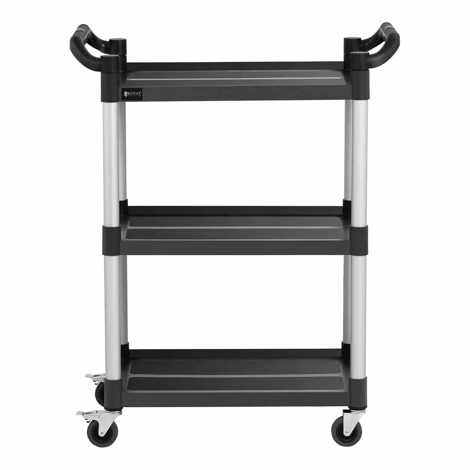 Royal Catering Carrello Portavivande Professionale Da Cucina In Plastica Carrello Di Servizio Ristorante RC-PSTB3800 (3 ripiani, 63 x 40 cm, 90 kg, Nero)