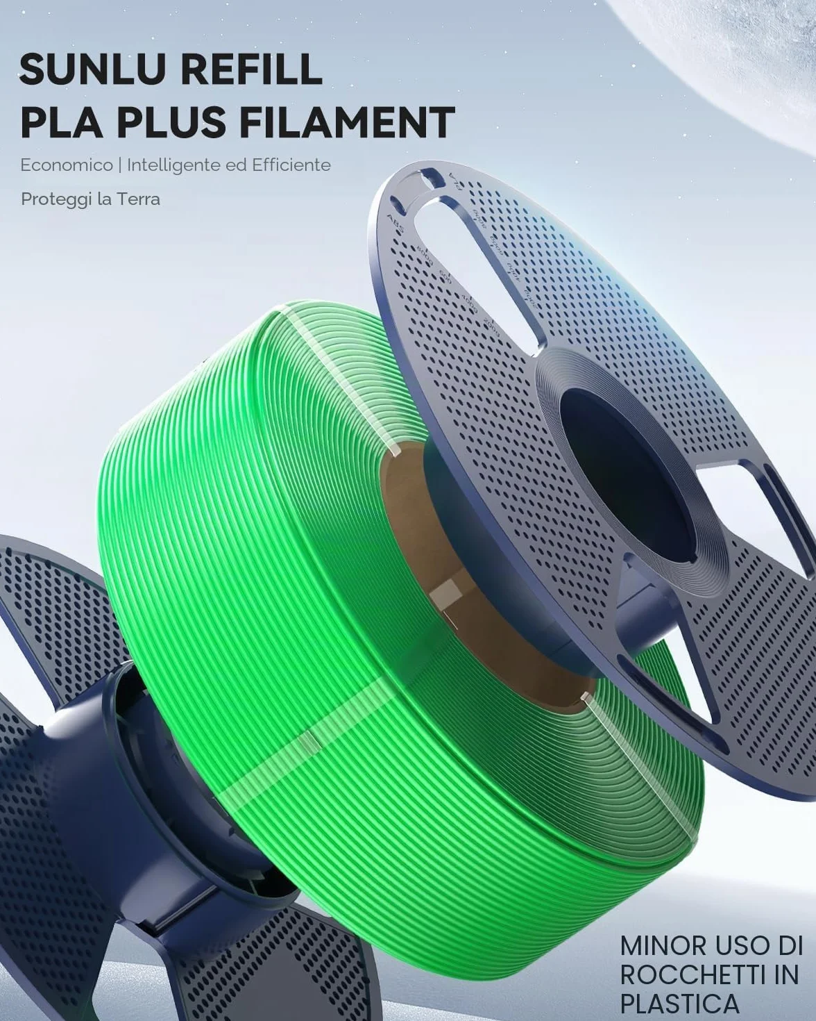 SUNLU Rapido PETG Refill Filamento 3D 1.75mm 4KG Alta Velocità 30-600mm/s Matt Senza Bobina Compatibile Bambu Lab Nero/Bianco/Rosso/Blu