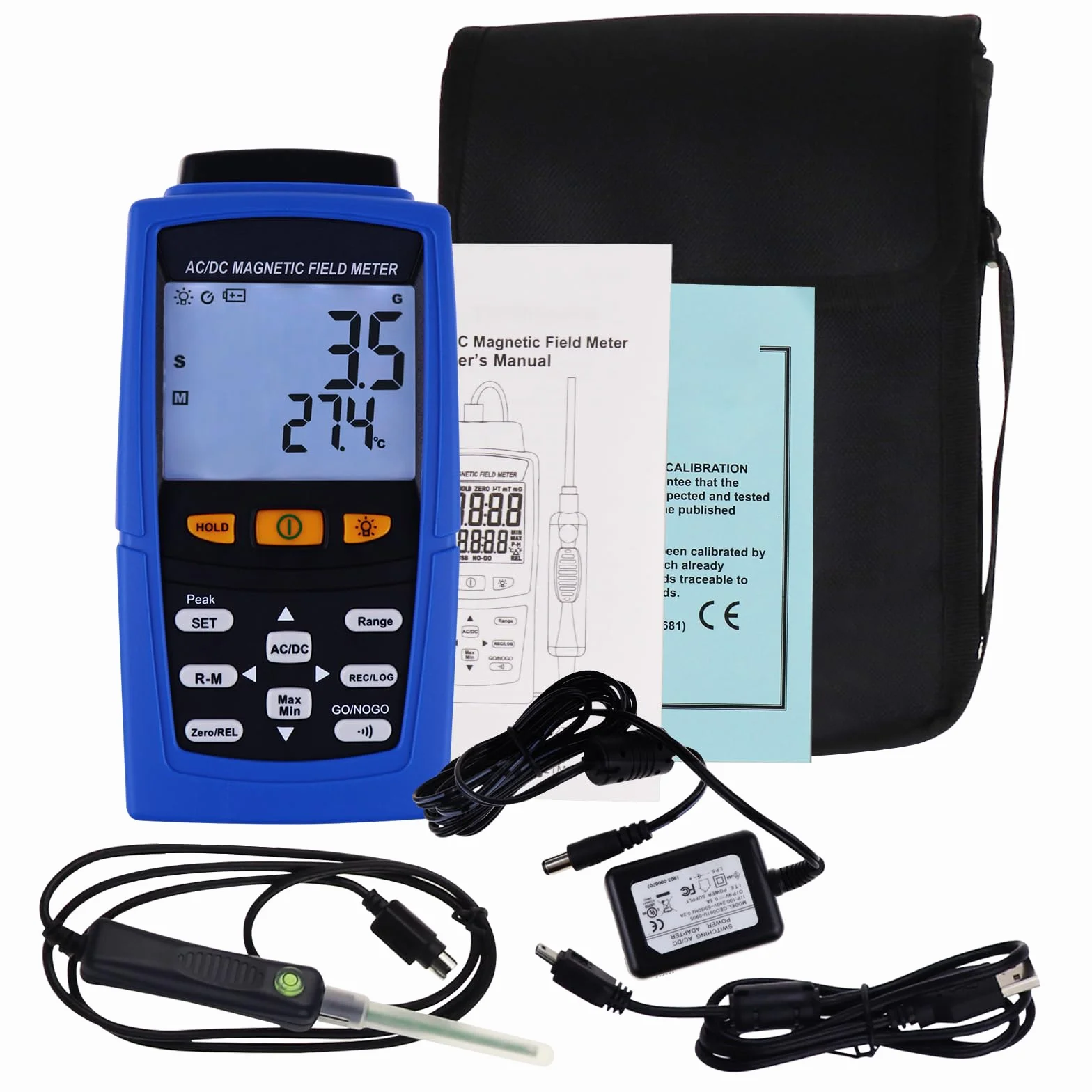 Professionale AC/DC Gaussmeter Magnetico Campo Forza Magnetometro 3000mT (30000G) Teslametro Auto/Manuale Registrazione Metro Tester