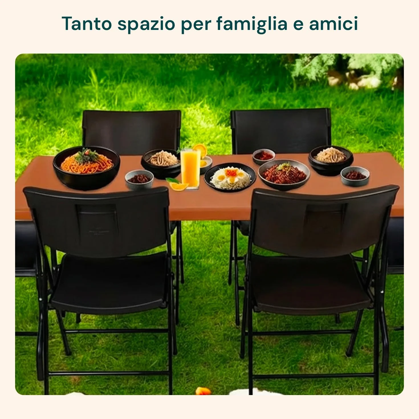 Avilia Tavolo Pieghevole da Pranzo Salvaspazio in HDPE per 6 Persone 180x70x74 cm Marrone