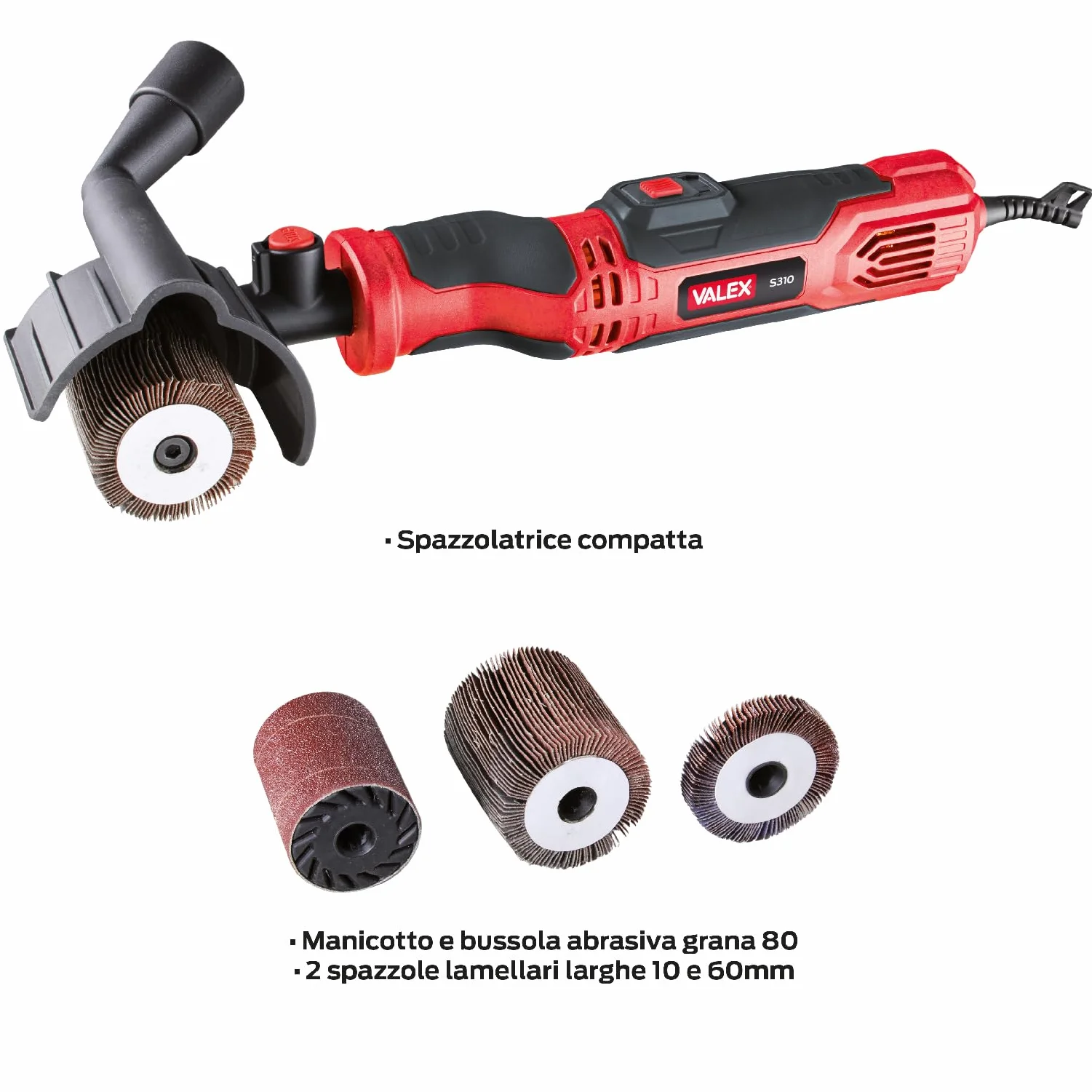 Valex Spazzolatrice Elettrica Compatta S310, 310W, Accessori inclusi