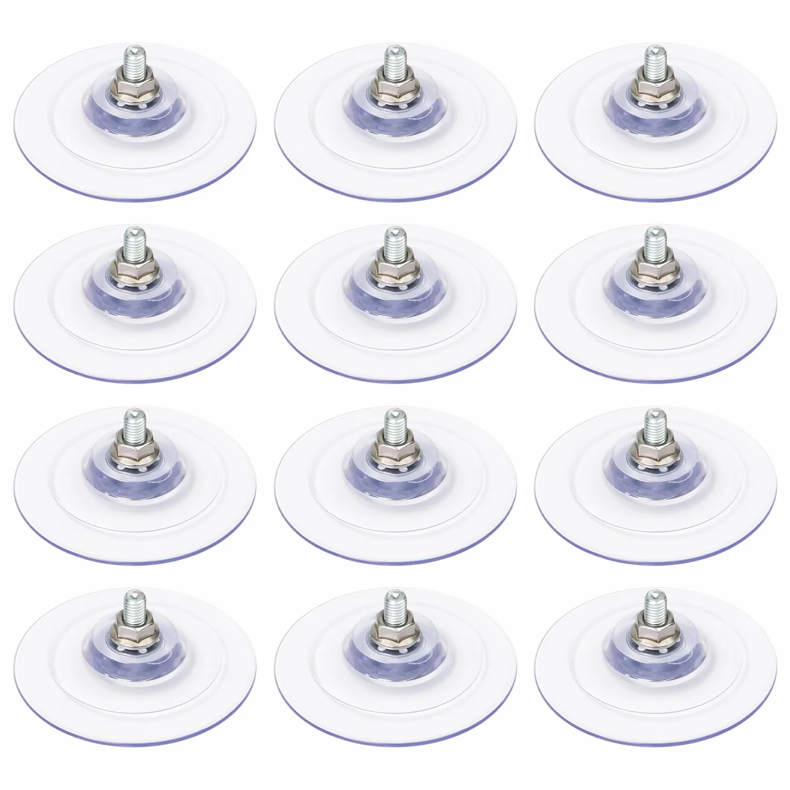 12 Pezzi Ventosa Filettata 85mm Ventosa in PVC Trasparente con 12 Dadi Zigrinati Ganci a Ventosas con Vite Entose per Vetro Forti e Versatili Ventose Versatile per Bagno,Cucina,Vetro,Finestra