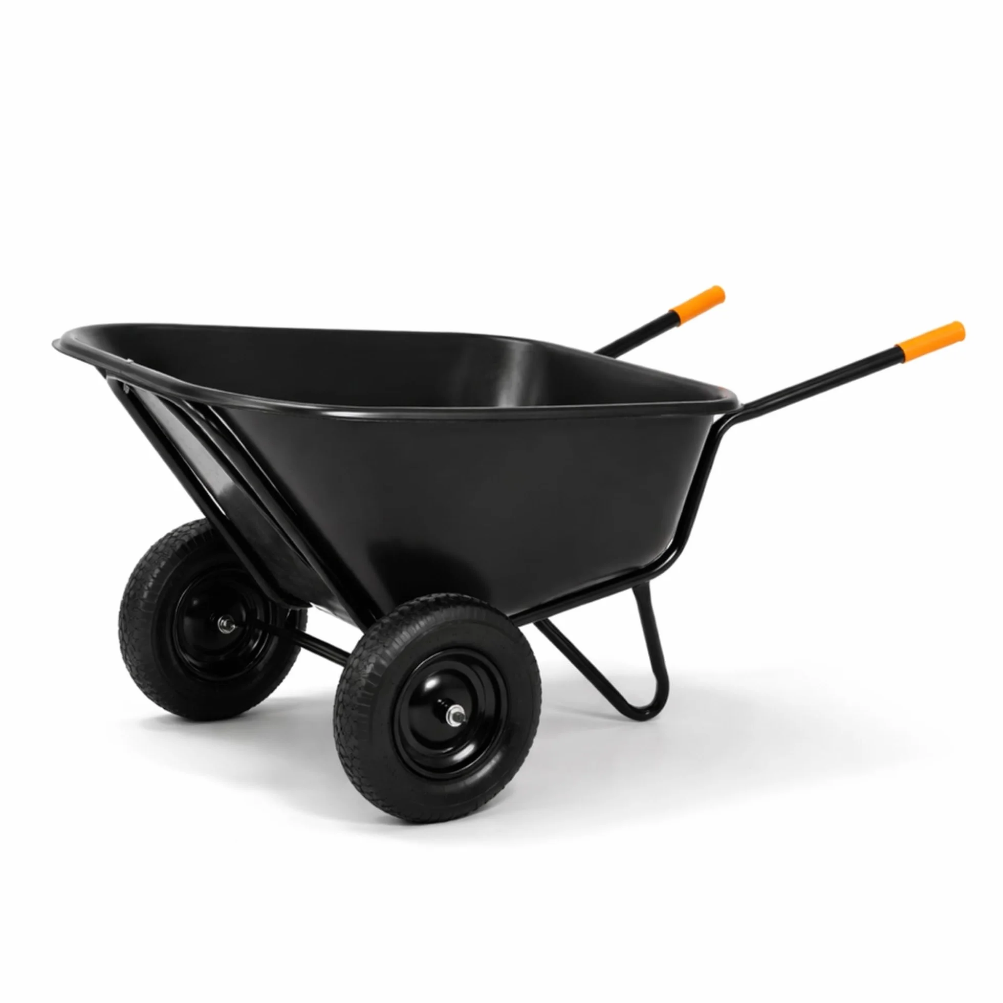 SPRINGOS - Carriola da giardino 300 litri a due ruote, capacità 160 kg, ruote pneumatiche, vasca in plastica, facile montaggio, per lavori di giardinaggio e costruzione