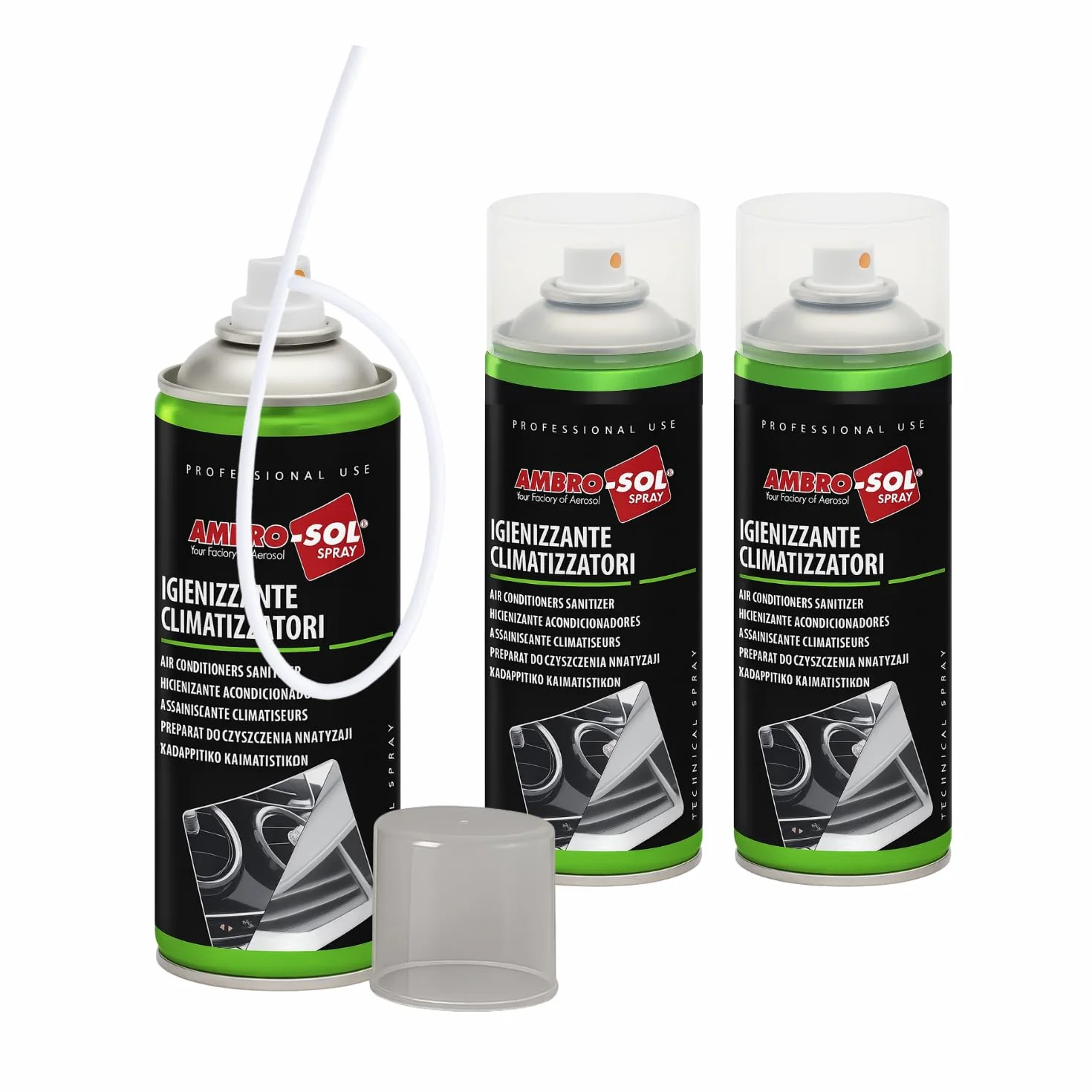Bomboletta Igienizzante climatizzatori 400 ml Climatizzatore Igienizzante Virus, Batteri, Spray, Climatizzatore Auto, Battericida e Fungicida + Cannuccia di 60 cm (3)