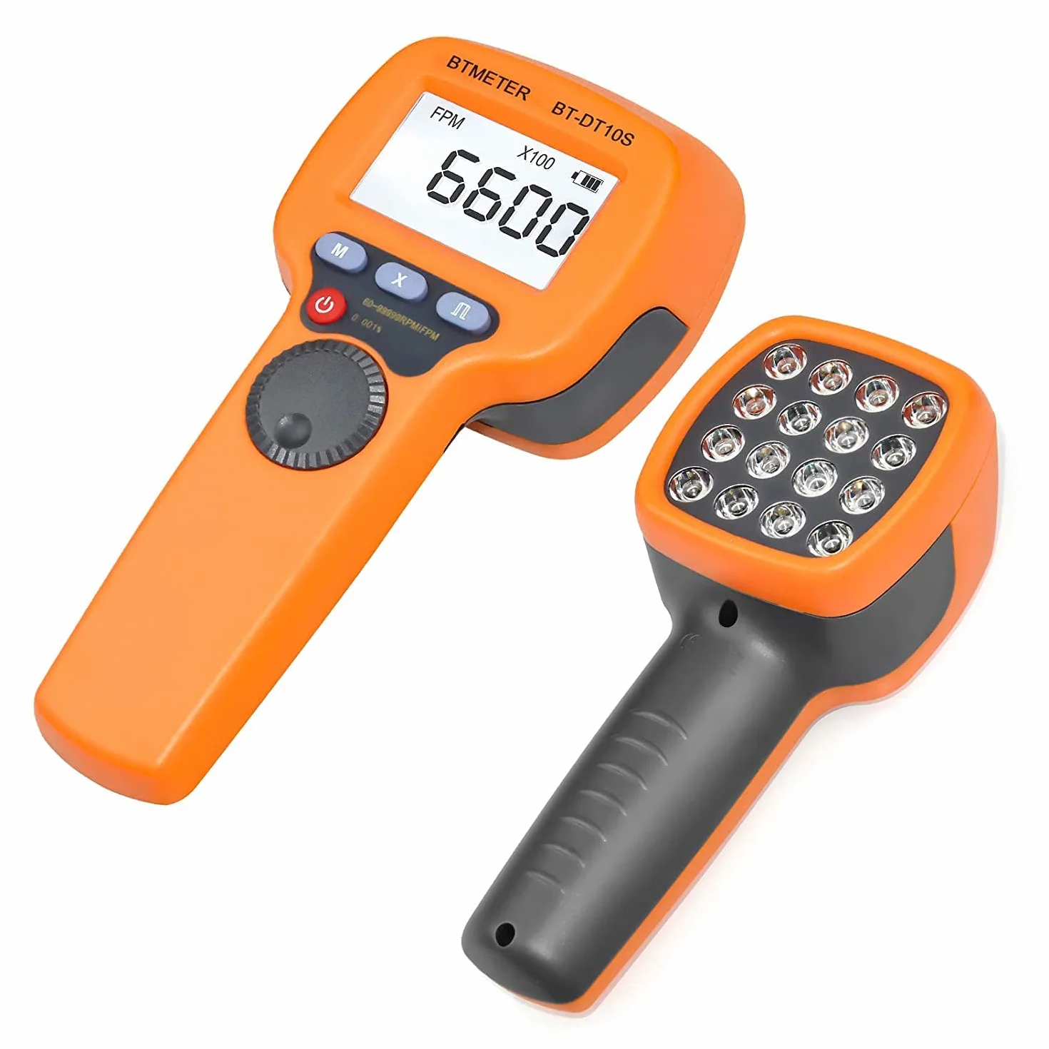 BTMETER Stroboscopio portatile digitale BT-DT10S, contagiri stroboscopico flash LED, 60~99999 FPM Tachimetro Hz Velocity Tester,Analizzatore di velocità di rotazione senza contatto