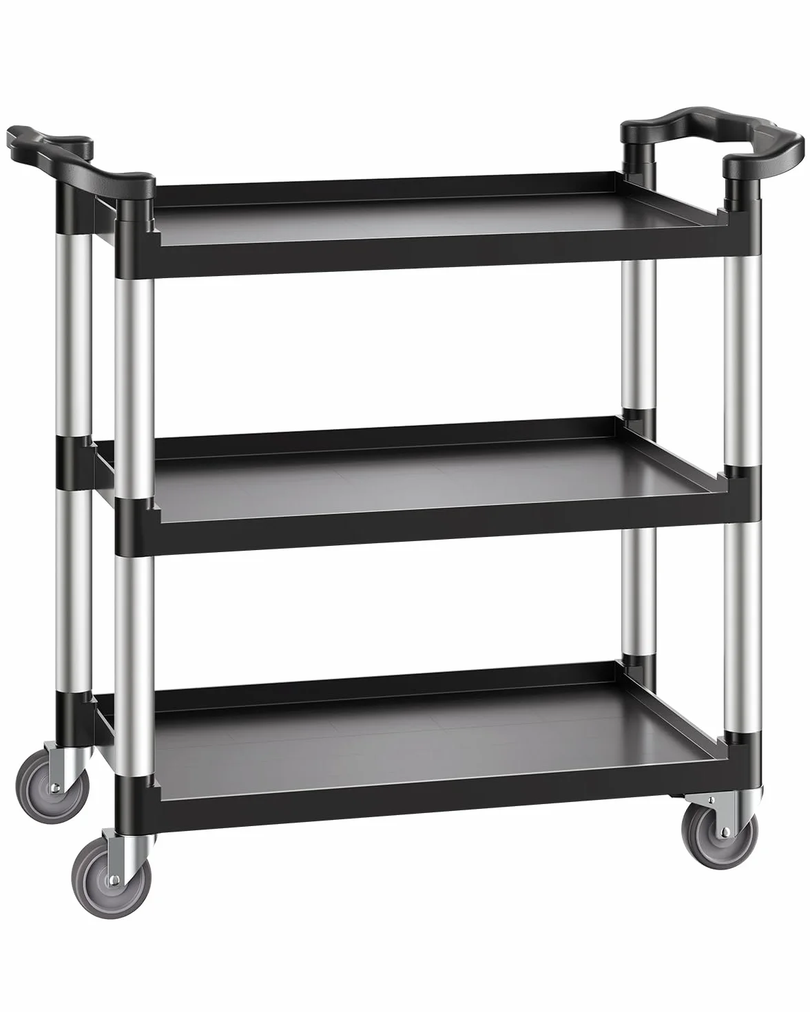 VEVOR Carrello Portavivande, Capacità di Carico 226 kg Carrello per Servizi Alimentari in Plastica a 3 Livelli da 790 x 490 mm con Ruote Girevoli 360° per Magazzino, Ufficio, Casa, Ristorante, Cucina