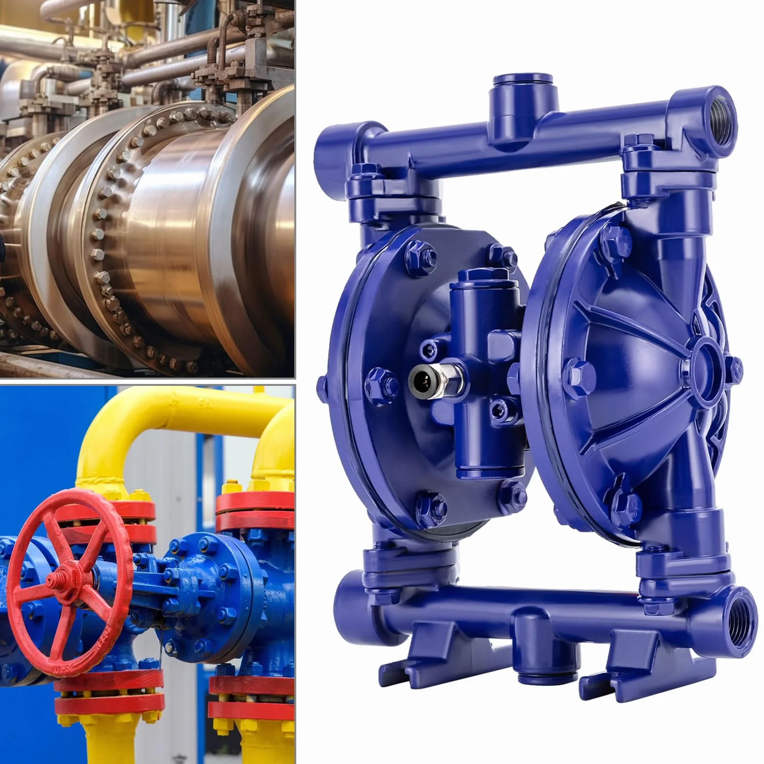 Pompe a diaframma pneumatiche in ghisa doppia per trasferimento fluidi industriali, pollici 12 GPM resistente e affidabile, ideale per uso professionale e impianti industriali