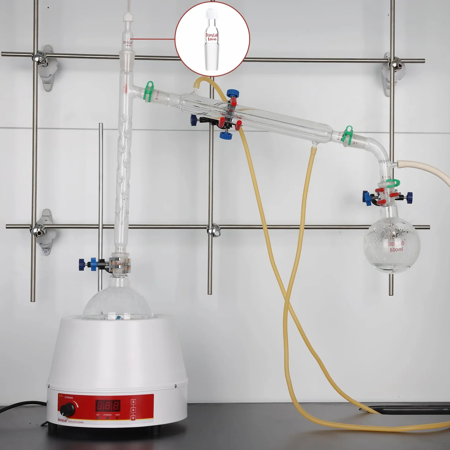 StylLab Termometro Adattatore con Giunto 24/40, Altezza 80mm per Distillazione