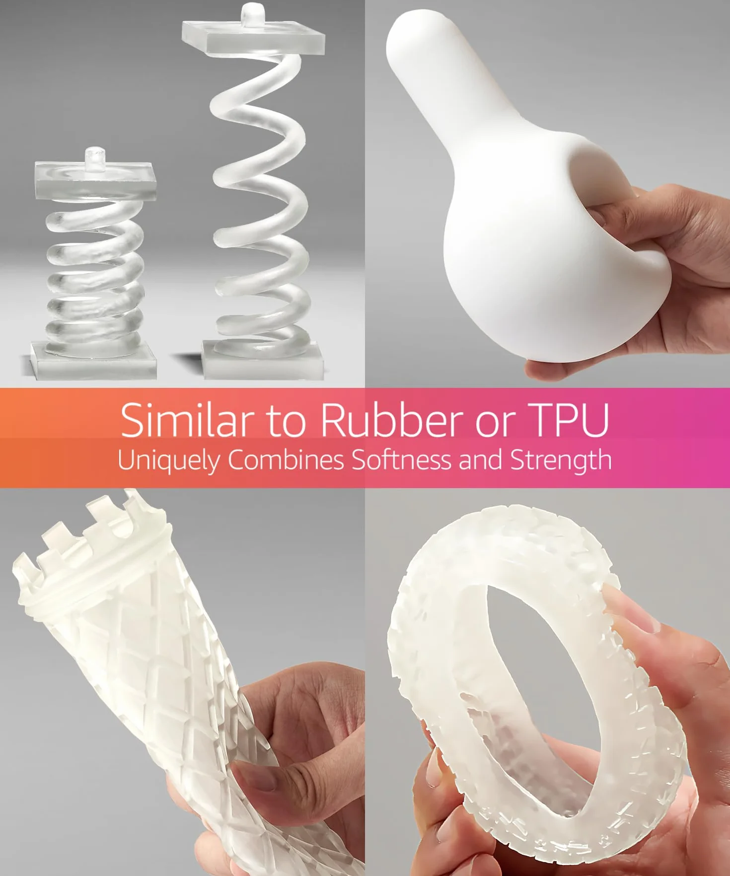 SuperFlex Resina per stampante 3D, Morbidezza 80A che simula la gomma flessibile, Prodotta in Corea da 3DMaterials (5000g, Trasparente)