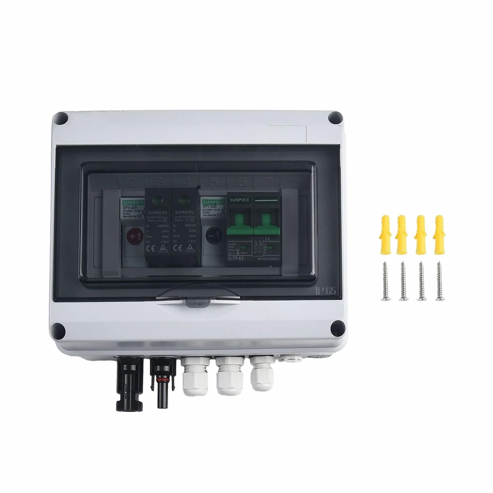 Oniissy IP65 impermeabile PV Combiner Box, 550V, 1 In 1 Out, Rilevamento in tempo reale, Lunga vita lavorativa,550V 1 In1 out 1 String Solare PV Combiner Box Protezione Impermeabile IP65