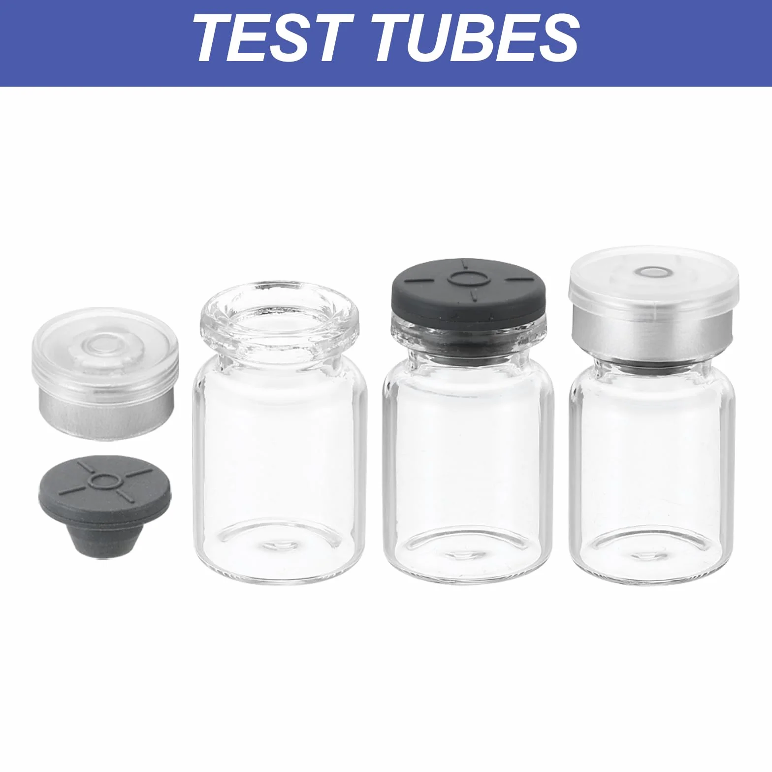 PATIKIL 5ml Fiale Esemplare, 8pz Fiale Vuote Laboratorio con Tappo Gomma Butilica Tappi Superiori Crimpare Fiala Vetro Borosilicato, Trasparente