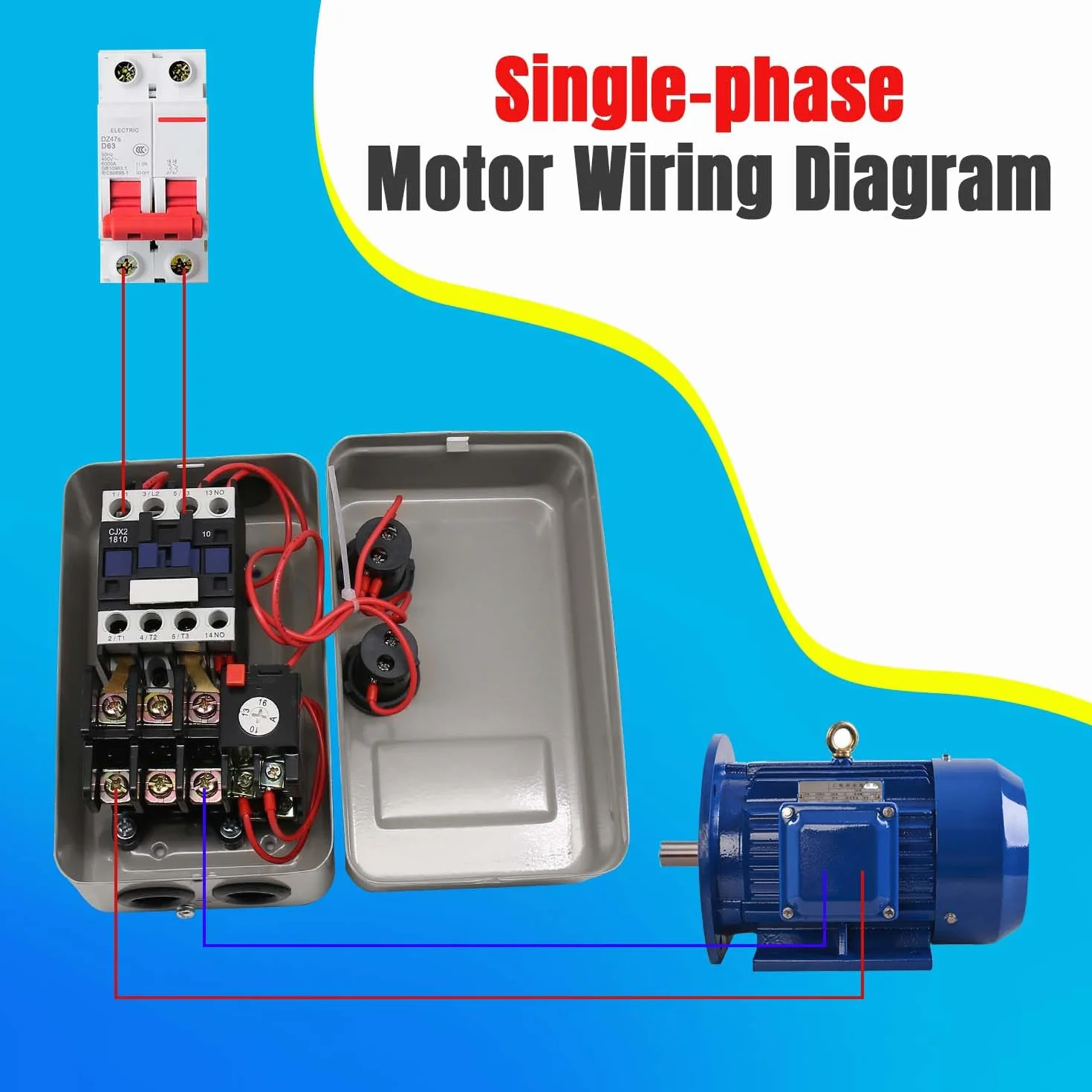 Avviatore magnetico per motore elettrico, 220/240 V, 4 kW, 10-16 A, 5,5 HP, avviamento magnetico monofase per motori (interruttore a pulsante)
