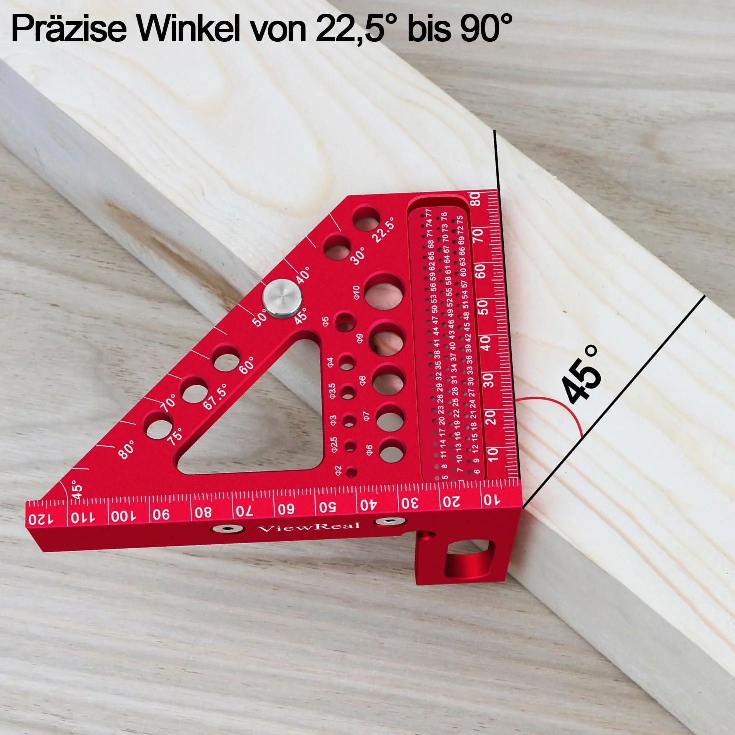 Righello 3D in alluminio 8,7 cm quadrato 22,5-90 strumento di layout ad alta precisione
