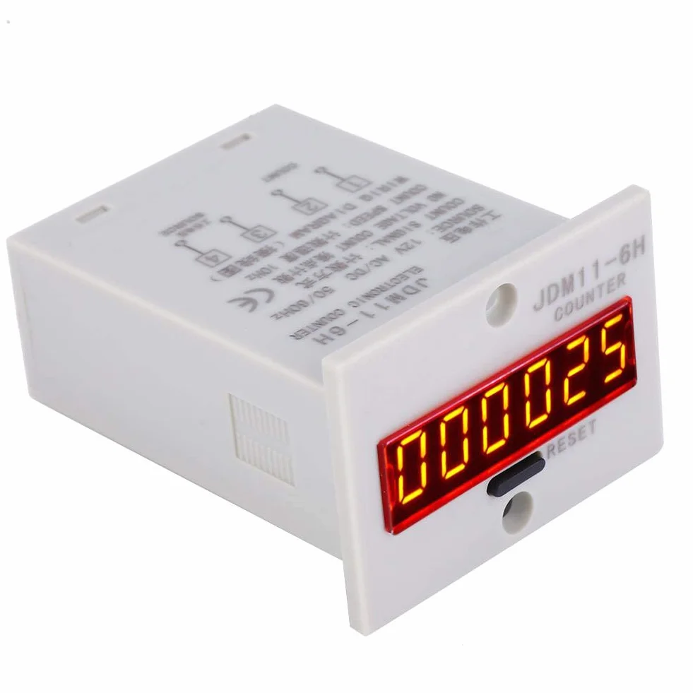 Contatore elettronico, JDM11-6H Nessun contatore di Tensione 6 cifre Relè contatore LED Display Digitale elettronico(AC/DC24V)