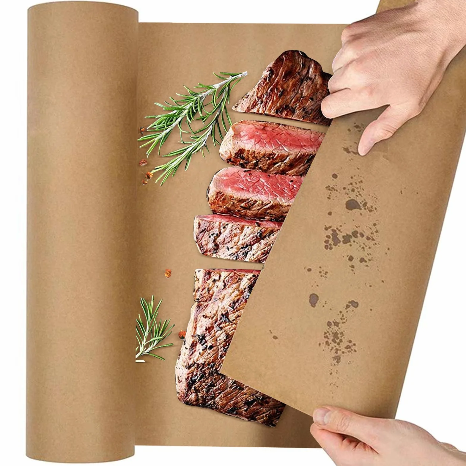 Butcher Paper Roll, Carta da Macellaio Perfetta per Affumicare Carne di Petto di Manzo, per Uso Alimentare per Grigliate, Grigliata, Cottura Perfetta di Succosi, 40 cm x 15 m, Colore Legno