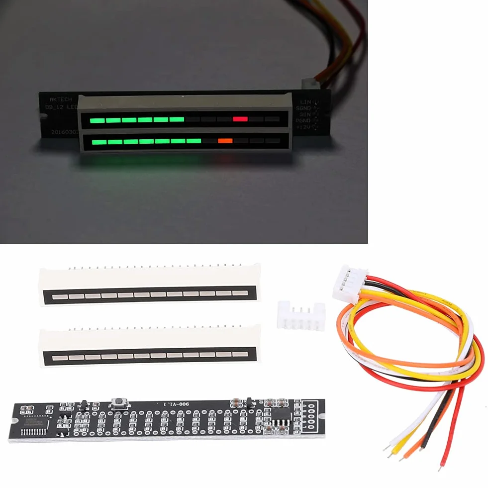 Mini Fai Te Dual 12 Livelli di Musica Stereo Indicatore di Livello dello Spettro Audio Scheda Amplificatore VU Meter con 8 Effetti di Visualizzazione(real-time mode)