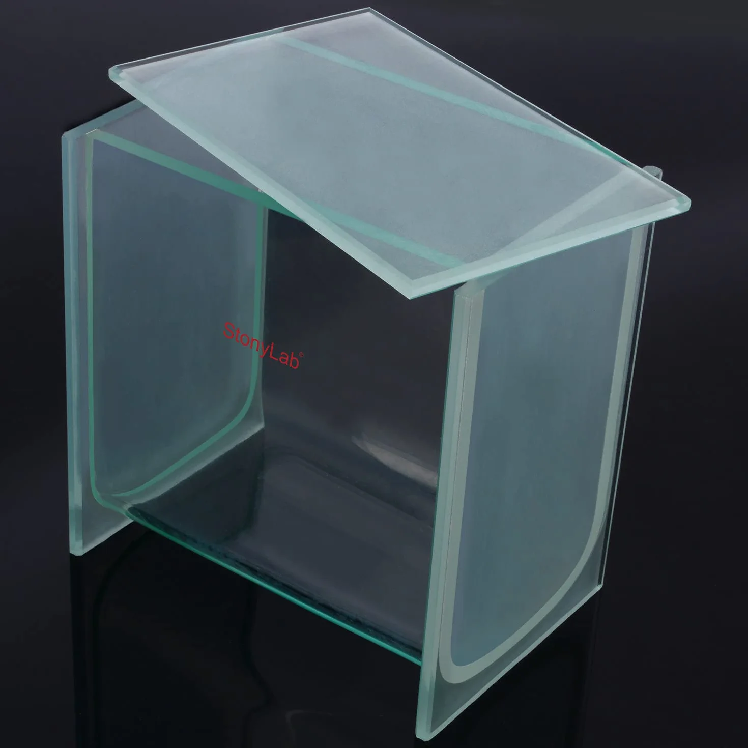 stonylab Serbatoio di Sviluppo TLC, Camera di Sviluppo TLC Cromatografica Quadrata in Vetro Borosilicato Resistente con Coperchio per la Ricerca di Laboratorio, 100 x 100 mm