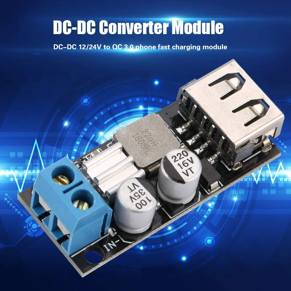 Modulo di tensione DC-DC 12V 24V 6V-32V a 5V QC 3.0 Convertitore di tensione USB