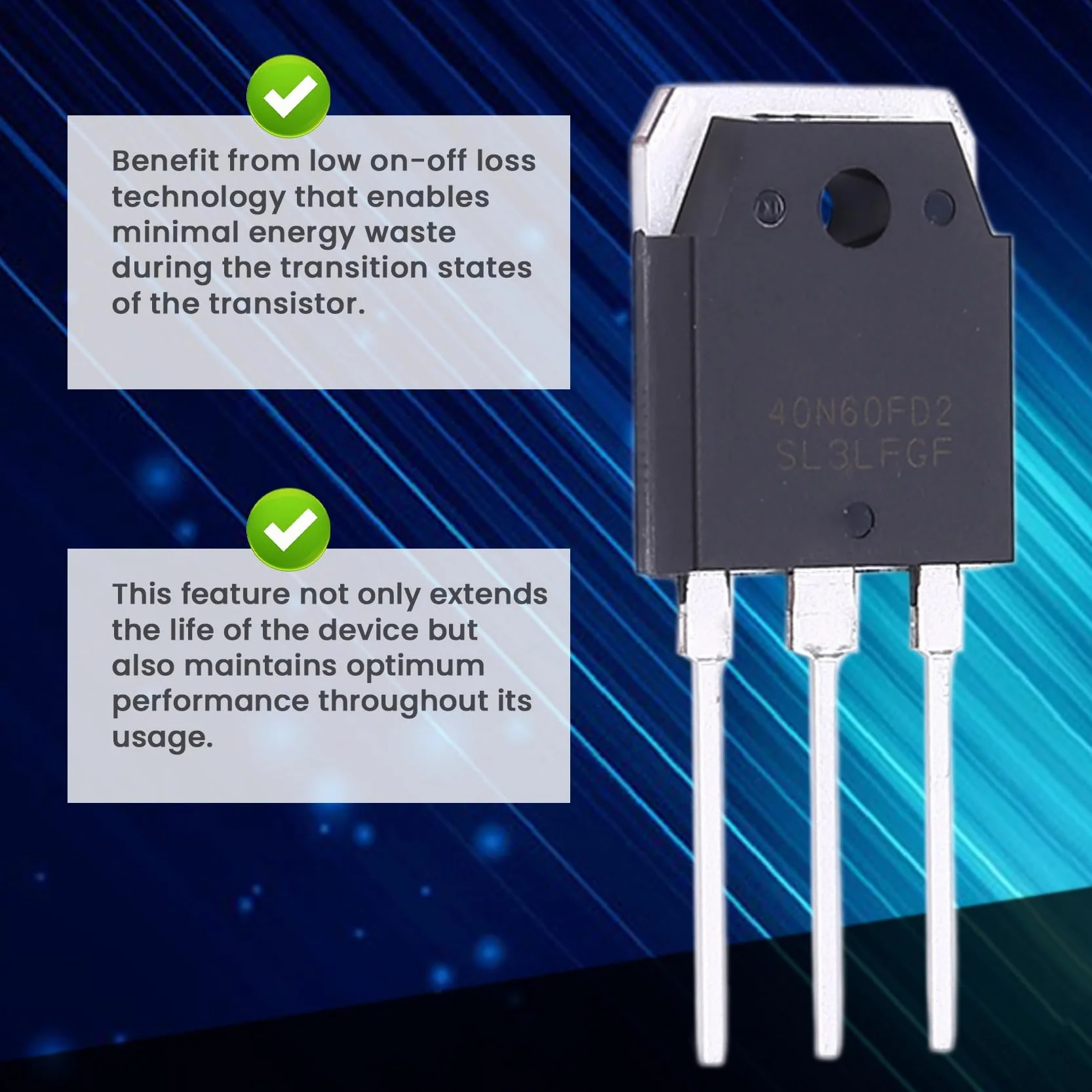 5 pezzi 40N60FD2 SGT40N60FD2 SGT40N60FD2PN 40A 600V Transistor TO-3P – Alta efficienza e commutazione rapida