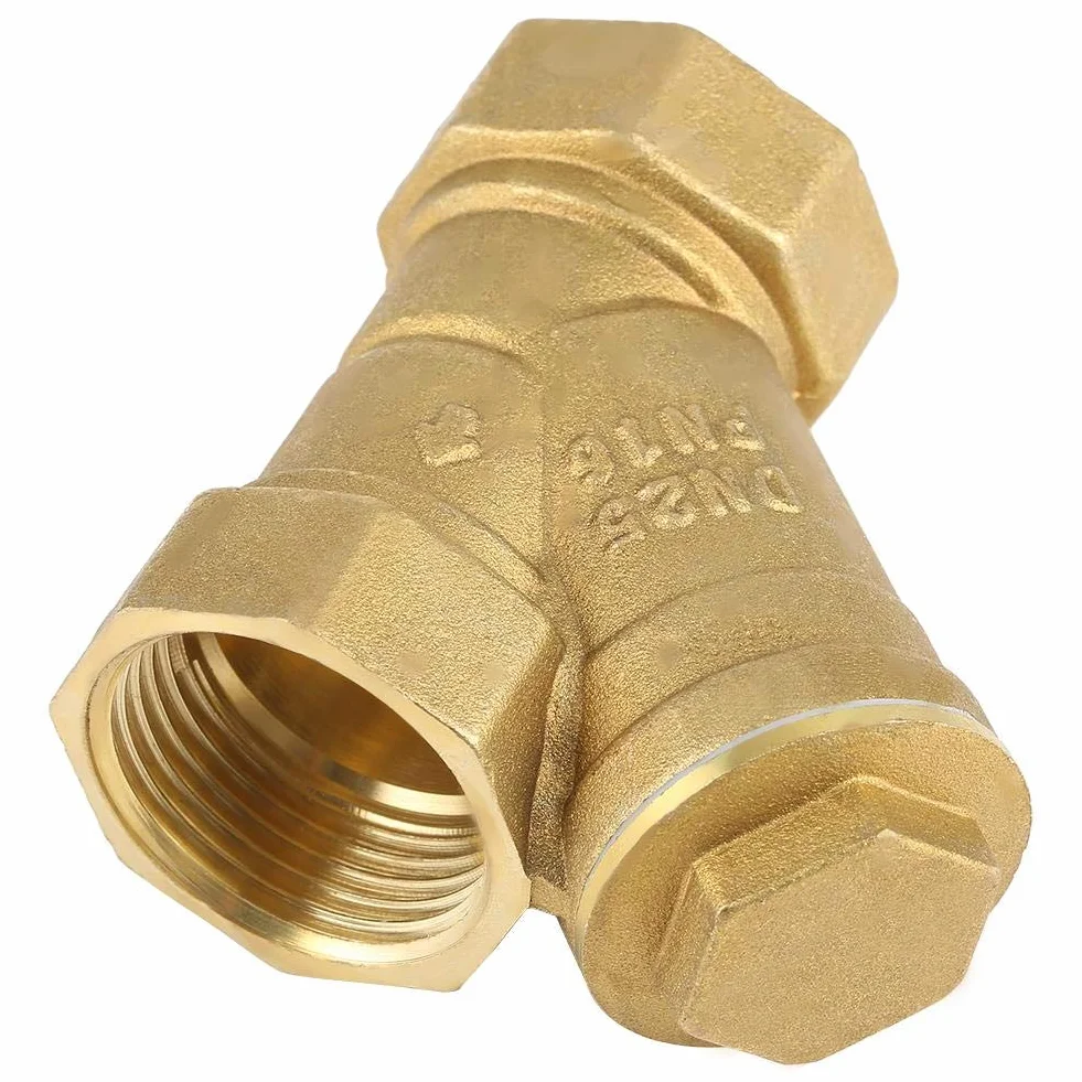 Filtro Ottone, Akozon 1" DN25 Filtro Ottone a Y Filetto Femmina BSPP Connettore con Valvola per Separazione Olio Acqua 1,6 MPa