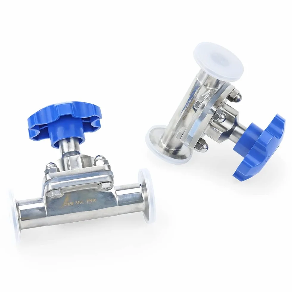Valvole, 1/2" 3/4" 1" 1-1/4" Tubo OD 19mm 25mm 32mm DN20 Acciaio Inossidabile 316L Valvola A Membrana Sanitaria 1.5" Tri-Clamp Ferrule OD 50.5mm 1PC (Color : White Handle, Size : DN25 x Ferrule 50.5