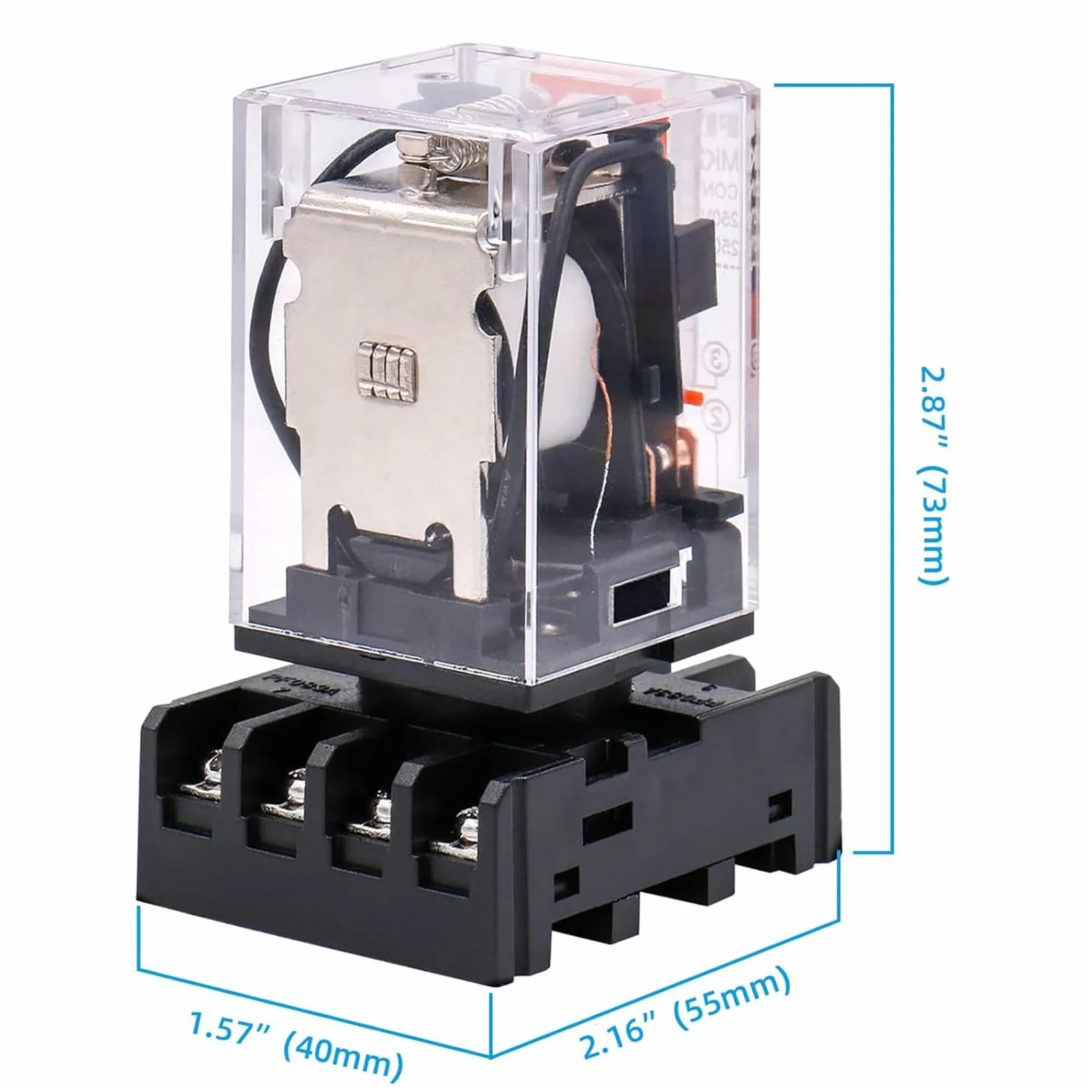 Binghe Rele 220v, Piccolo relè, Relè a doppio scambio,Relè di uso MK2P-I AC 220V bobina DPDT 8 pin con il suo zoccolo plug-in PYF83A Doppio contatto di scambio