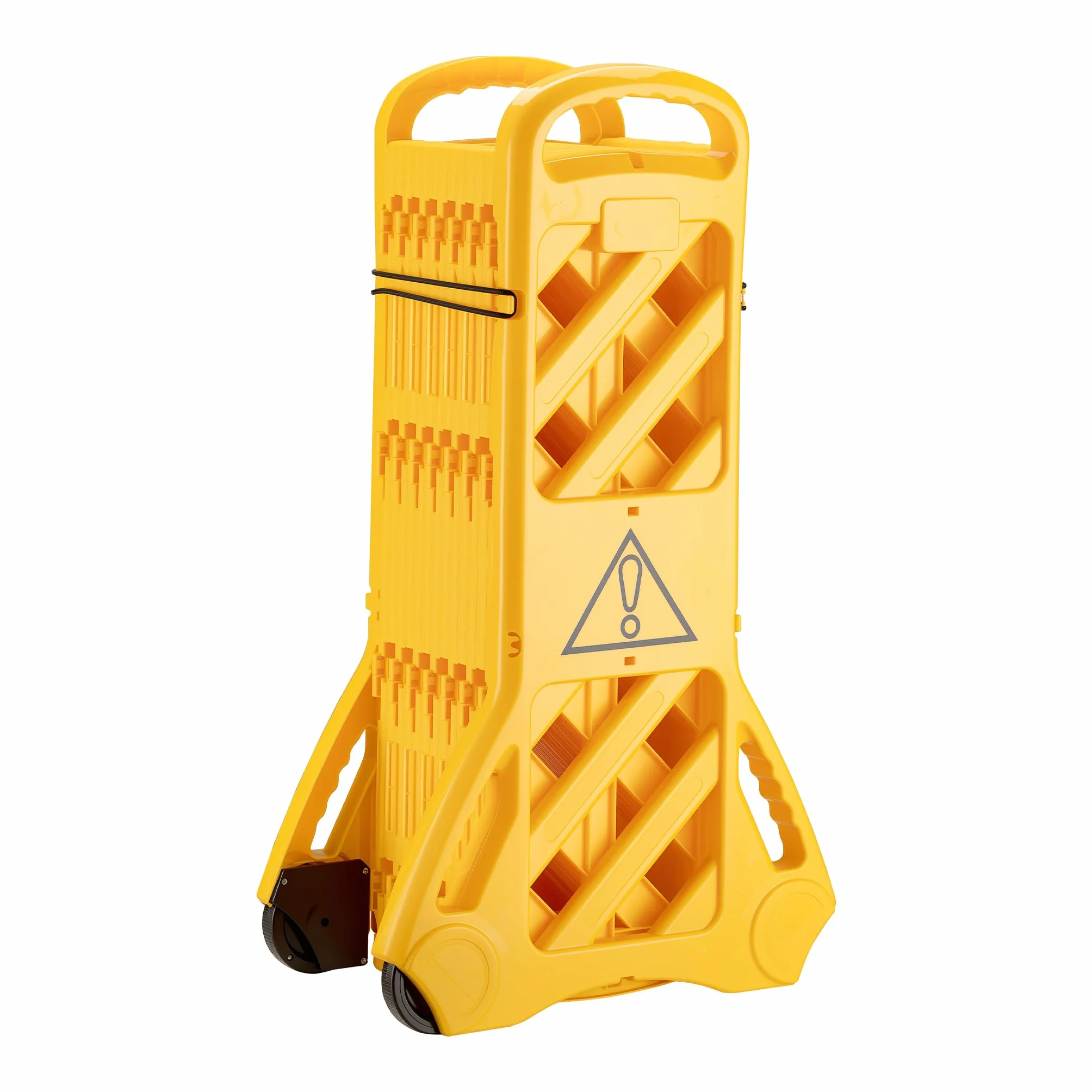 Wiltec Barriera mobile portatile, barriera pieghevole 60 x 32 x 101 cm, recinzione estensibile fino a 3,9 m con ruote e maniglie, barriera in PE robusto