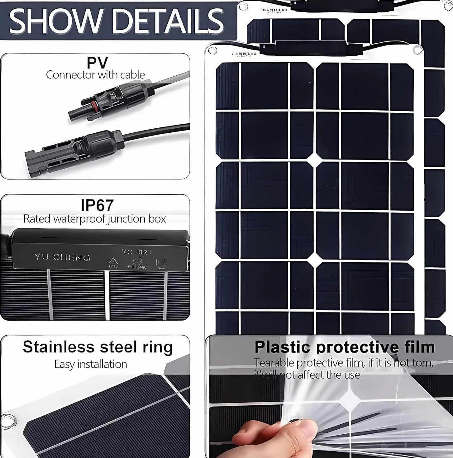 Pannello solare ultra sottile da 300 watt, 2 x 150 W, 12 V-24 V, in PET Kit di pannelli solari flessibili con controller 40 A, pannelli solari monocristallini flessibili, adatto alla famiglia