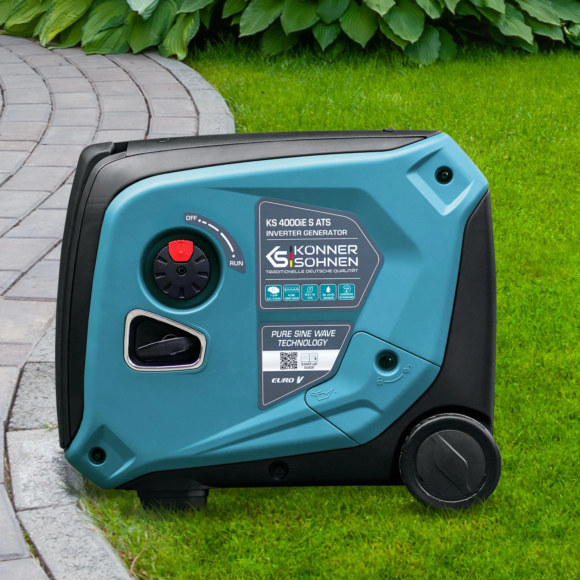 Könner & Söhnen KS 4000iE S ATS Inverter-Generator 4000 W, stromerzeuger mit eingebautes ATS-System,notstromaggregat mit Schallgedämmtes Gehäuse,stromgenerator mit LED-Anzeige,Kupferwicklungen,EURO 5