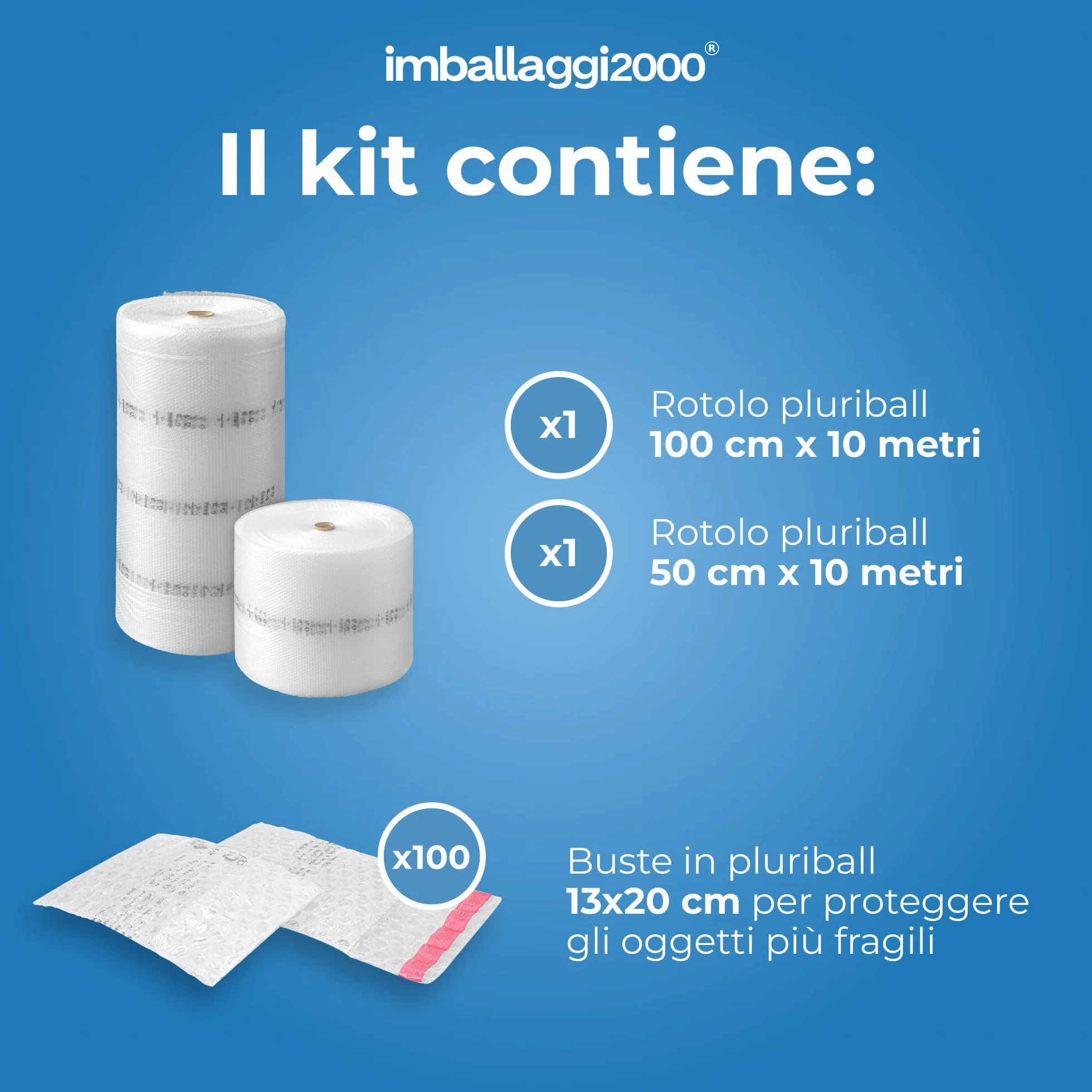 IMBALLAGGI 2000 - Kit Trasloco Appartamento 90mq - Scatoloni, Scatole Porta Abiti, Nastri da Imballo, Fogli Carta, Rotoli Pluriball, Sacco Materasso Matrimoniale e Singolo, Buste Porta Abiti