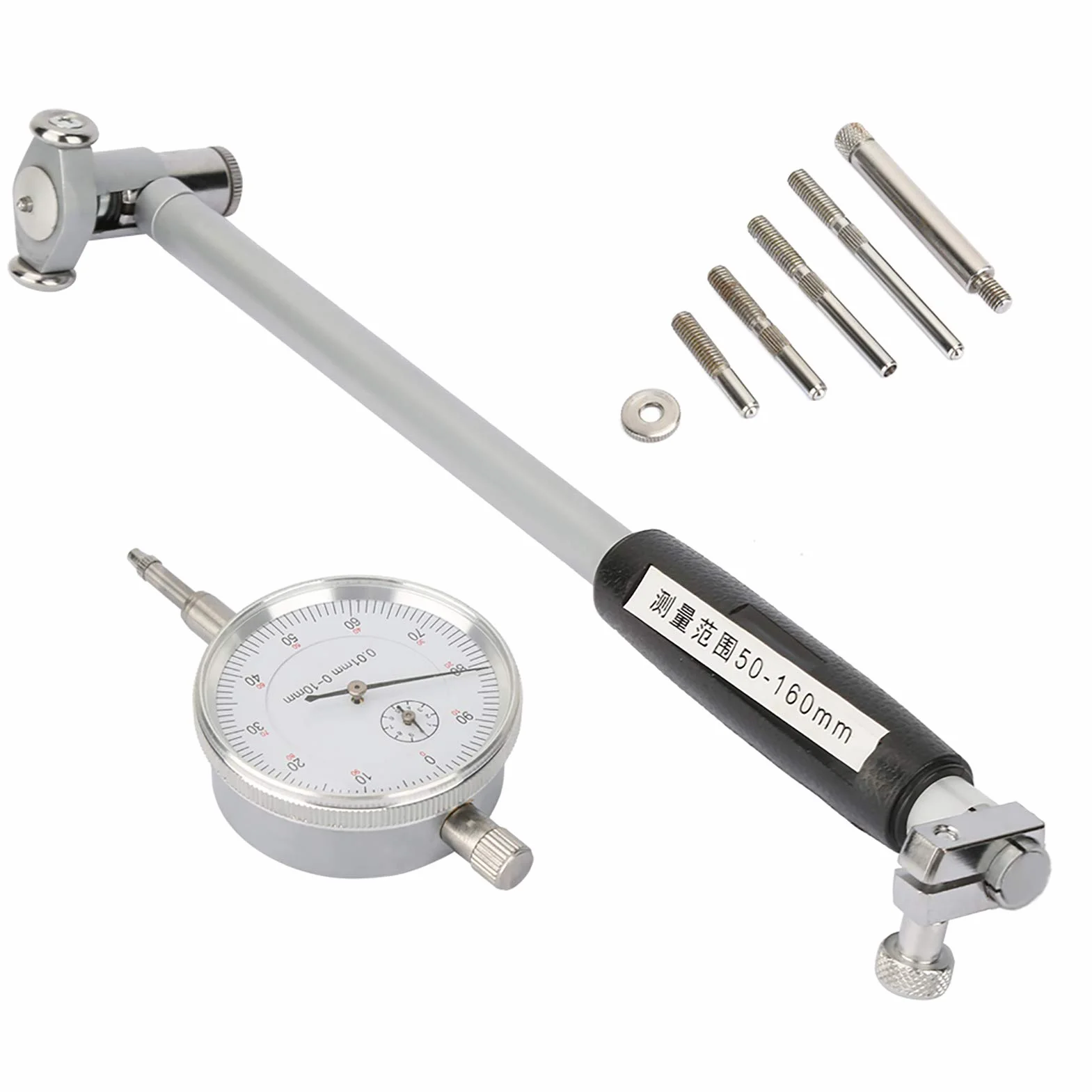 Cilindro Alesametro a quadrante, indicatore Micrometro Motore di misurazione dell'alesaggio interno del cilindro, Alesametro a quadrante 50-160MM Indicatore di diametro Kit di strumenti per cilindro d