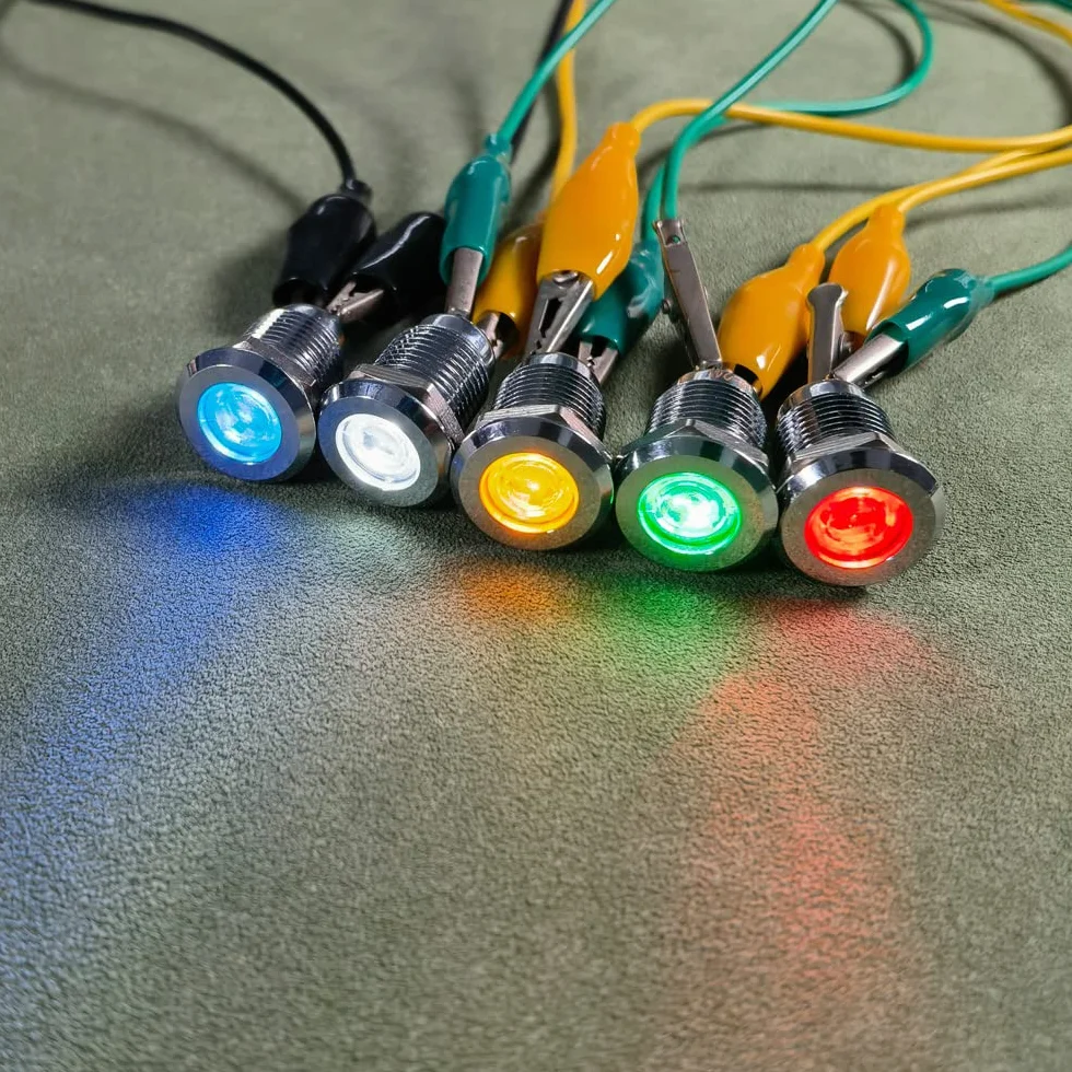 Gebildet 5pcs 12mm LED Indicator Light AC/DC 12-24V Stainless Steel Waterproof