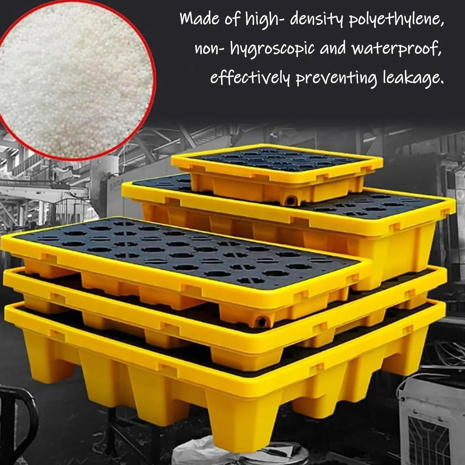 Pallet di contenimento delle fuoriuscite con griglia piatta - Vassoio a tenuta stagna per impilare fusti dell'olio in fabbrica e garage